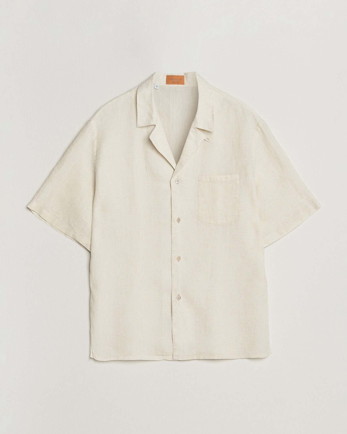 Herr | Skjortor | Grigio | Linen Camp Collar Shirt White
