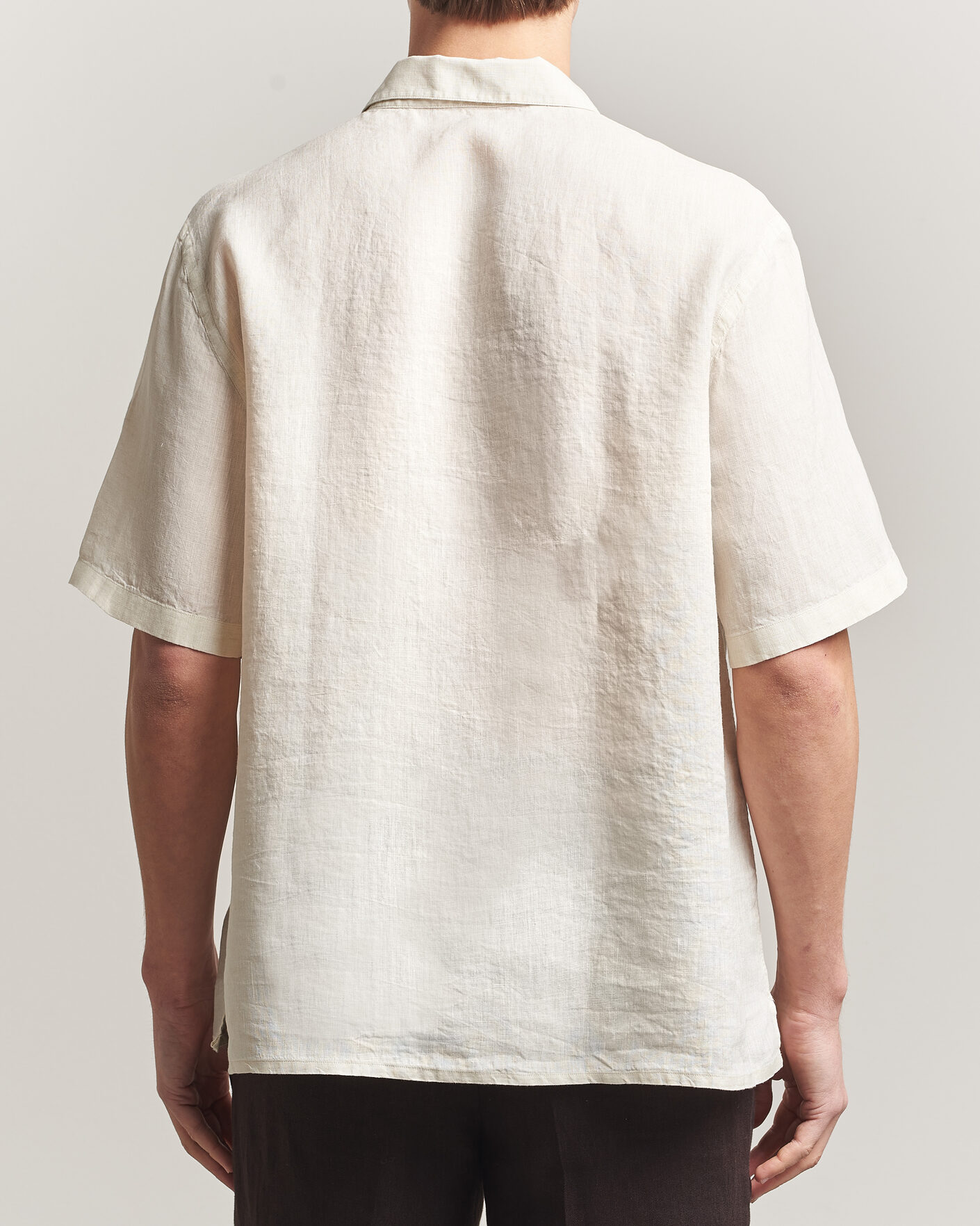 Herr | Skjortor | Grigio | Linen Camp Collar Shirt White