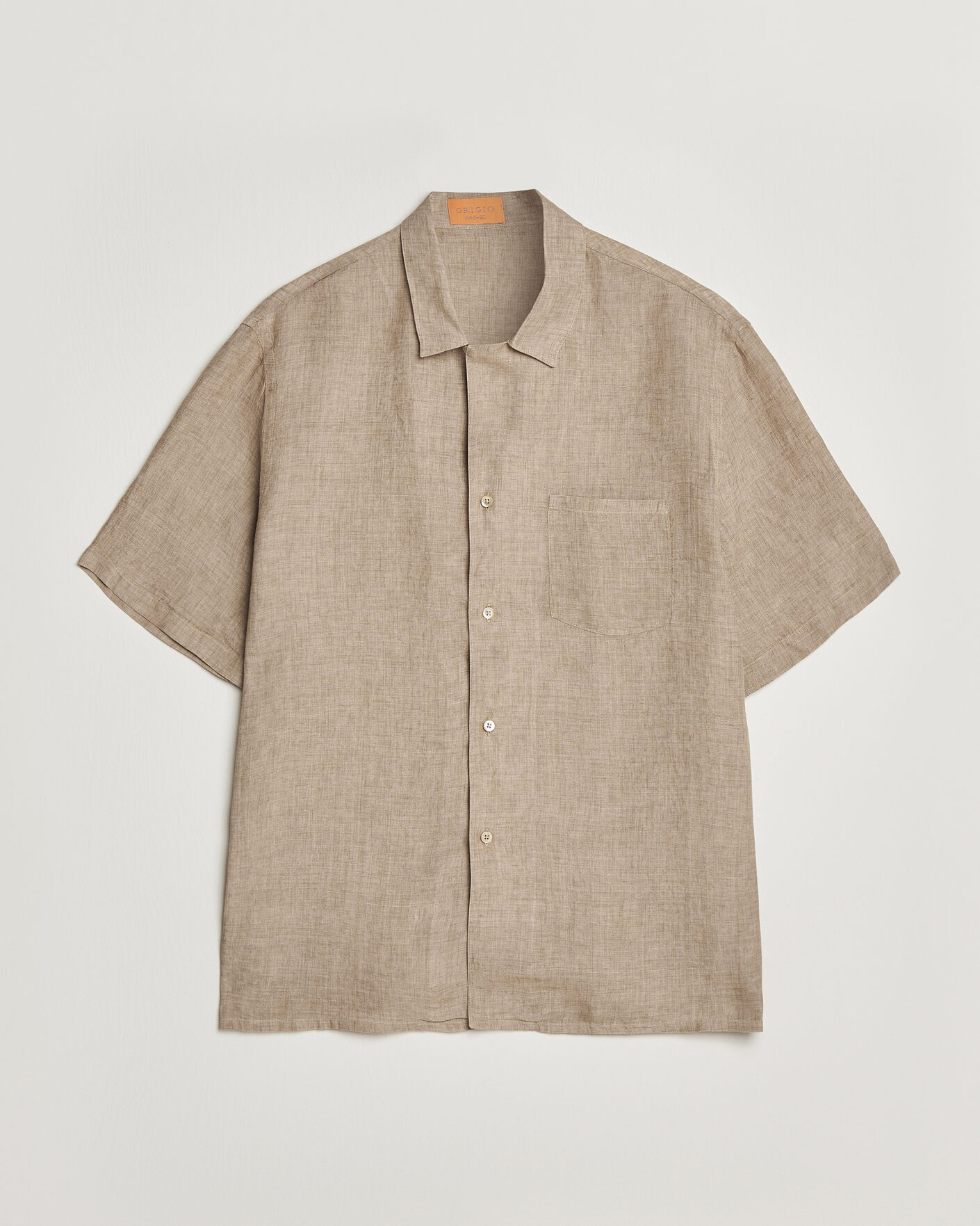Herr | Skjortor | Grigio | Linen Camp Collar Shirt Brown