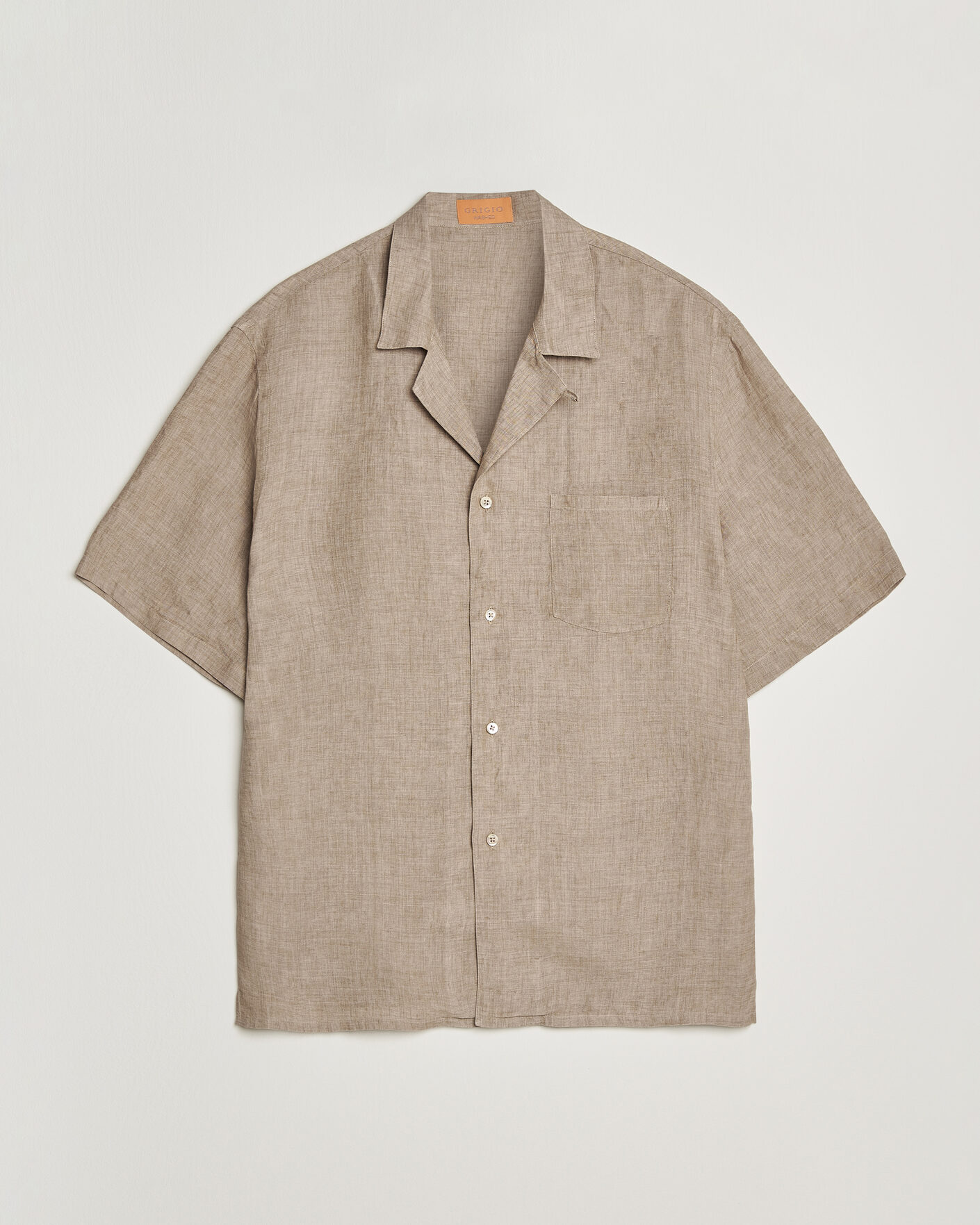 Herr | Skjortor | Grigio | Linen Camp Collar Shirt Brown