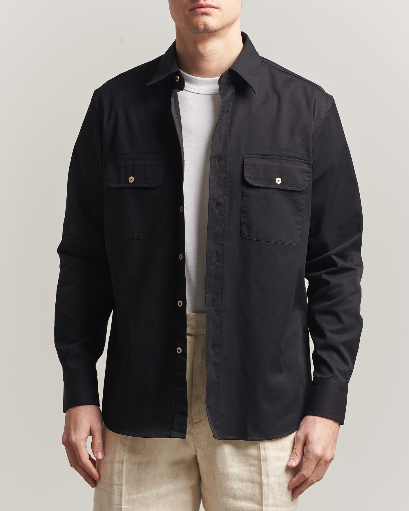 Herr | Skjortor | Grigio | Illinois Cotton Overshirt Black