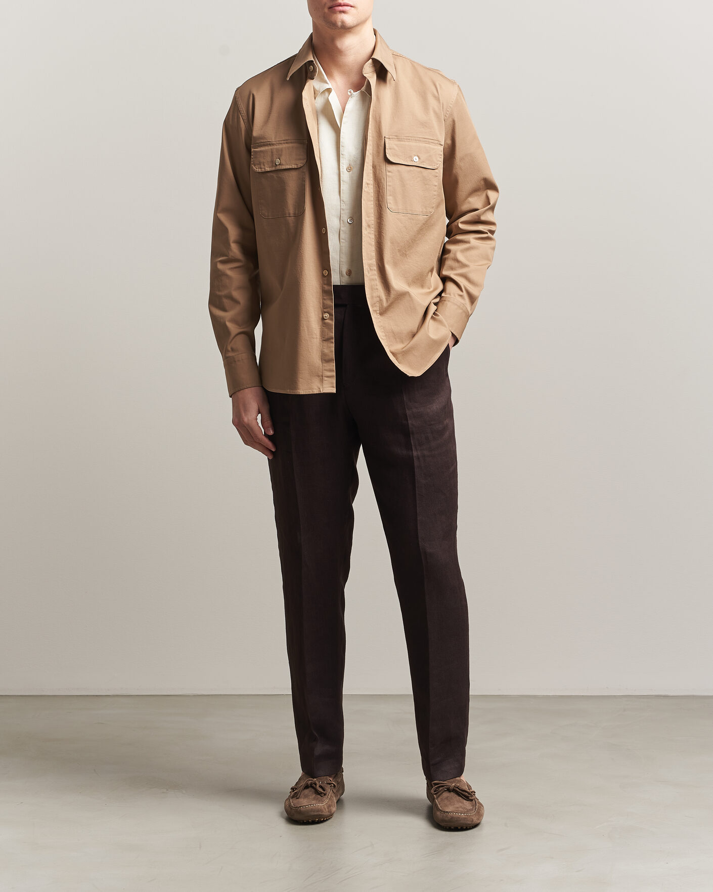 Herr | Skjortor | Grigio | Illinois Cotton Overshirt Khaki