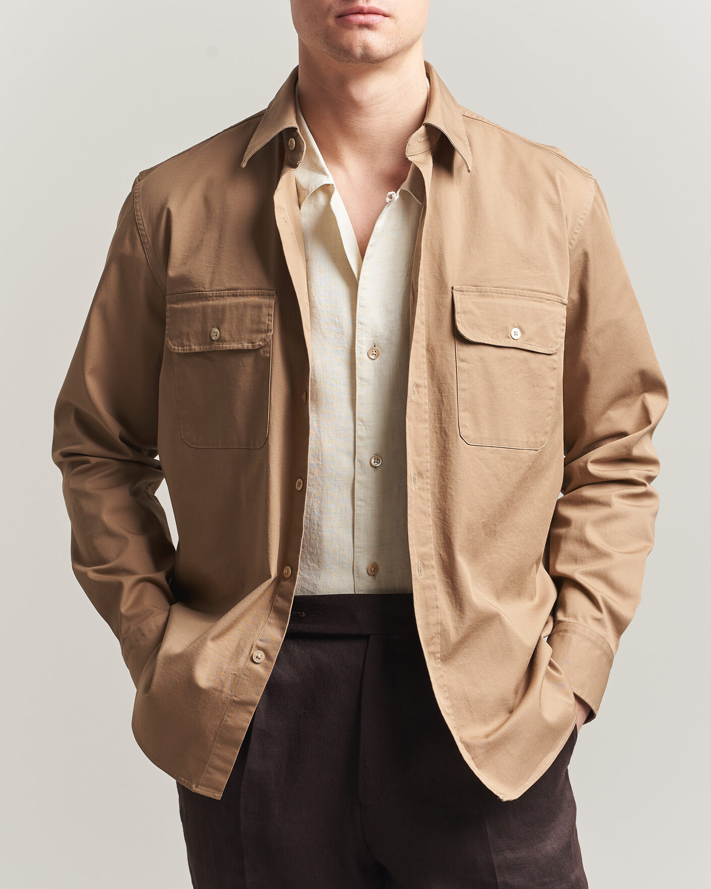 Herr | Skjortor | Grigio | Illinois Cotton Overshirt Khaki