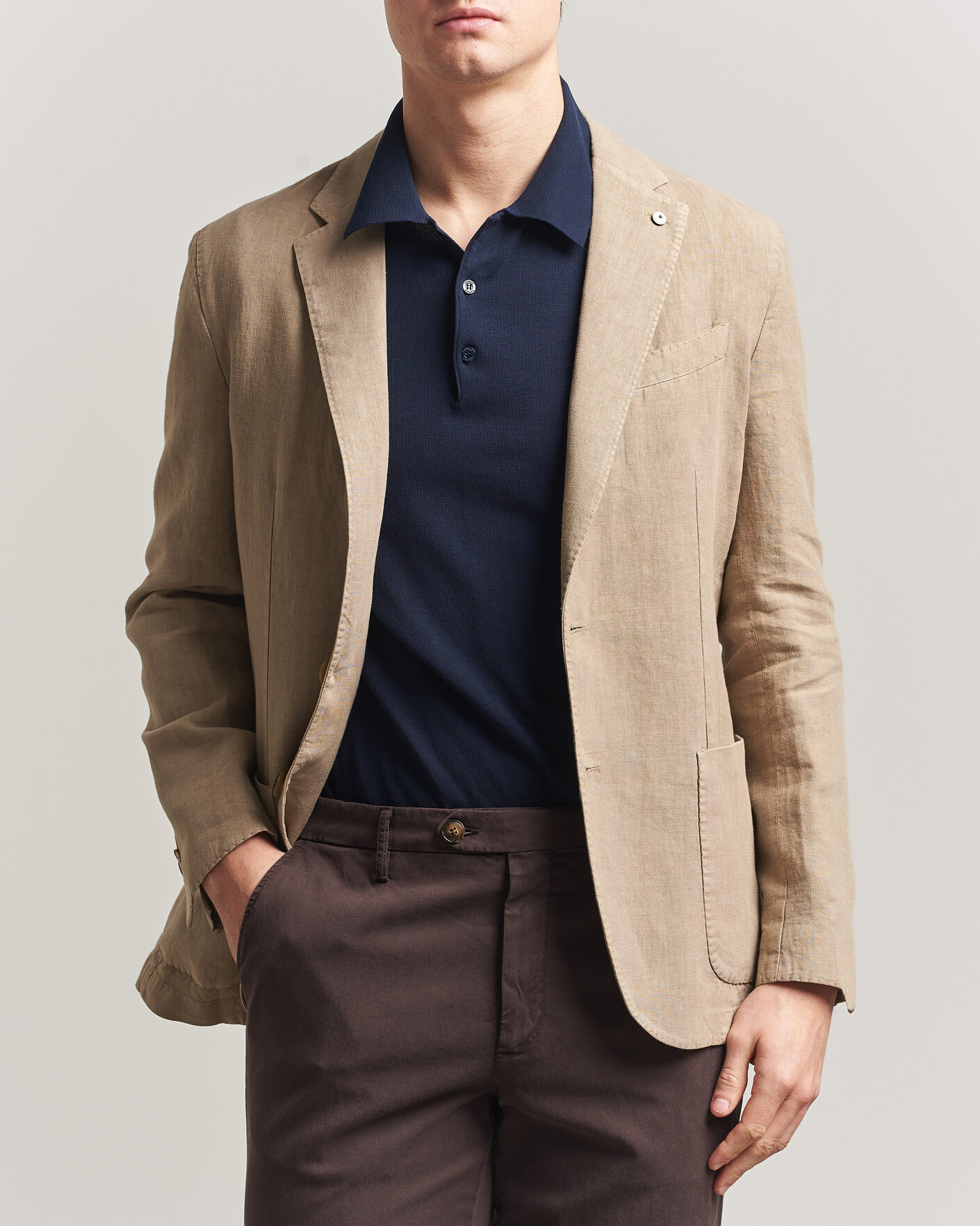 Herr | Kavajer | L.B.M. 1911 | Jack Regular Fit Linen Blazer Taupe
