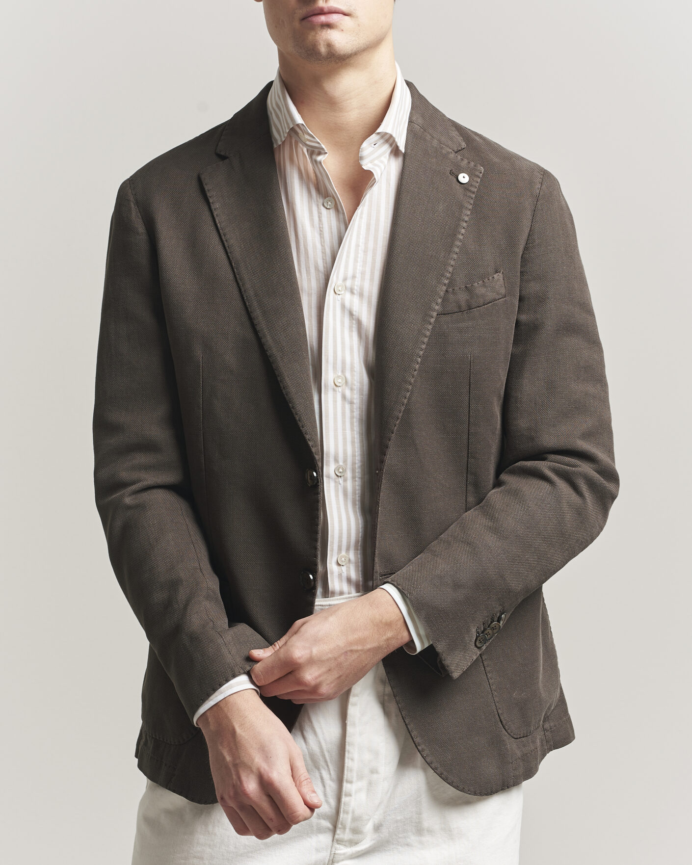 Herr | Kavajer | L.B.M. 1911 | Jack Regular Fit Structured Cotton Blazer Brown