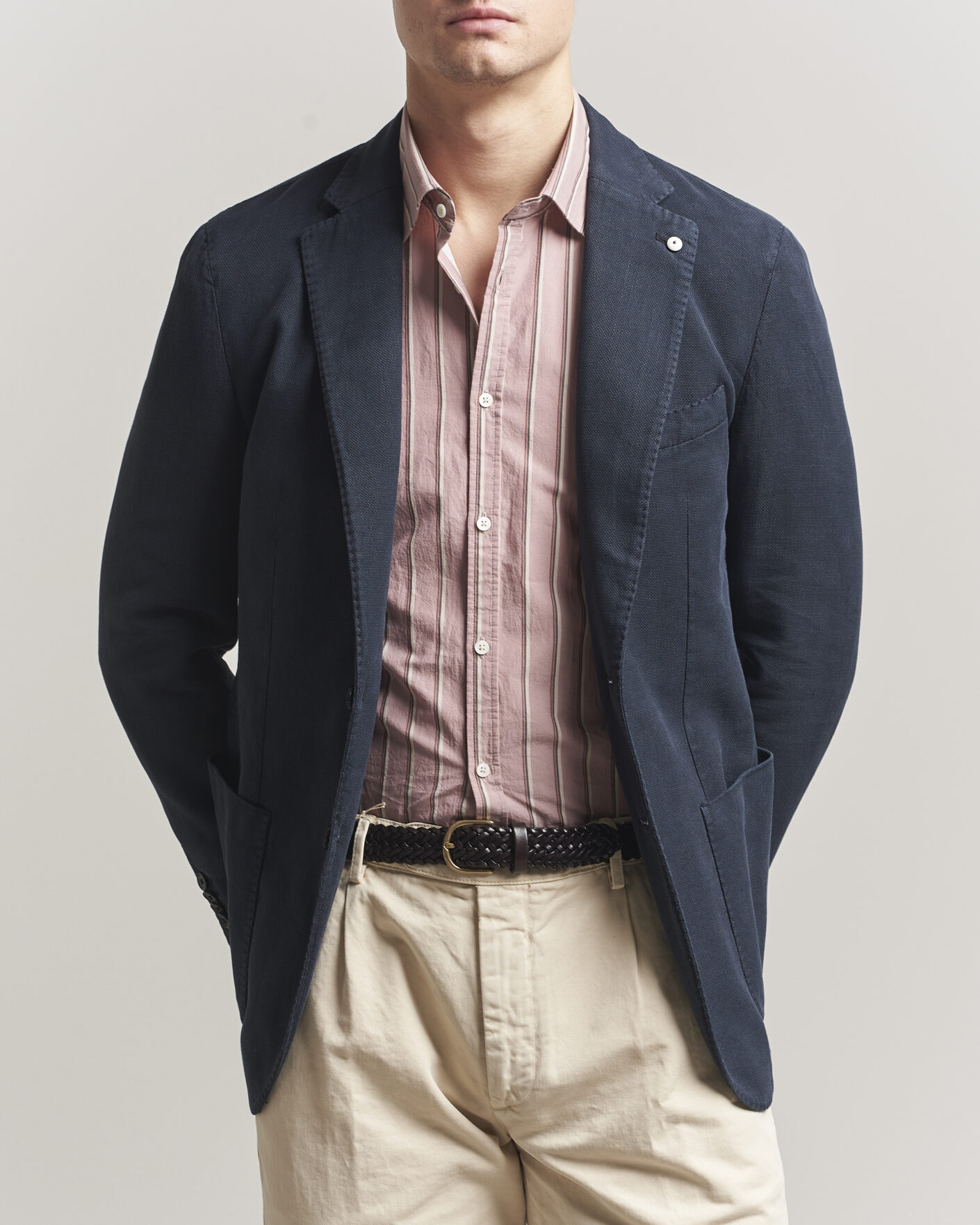 Herr | Kavajer | L.B.M. 1911 | Jack Regular Fit Structured Cotton Blazer Navy