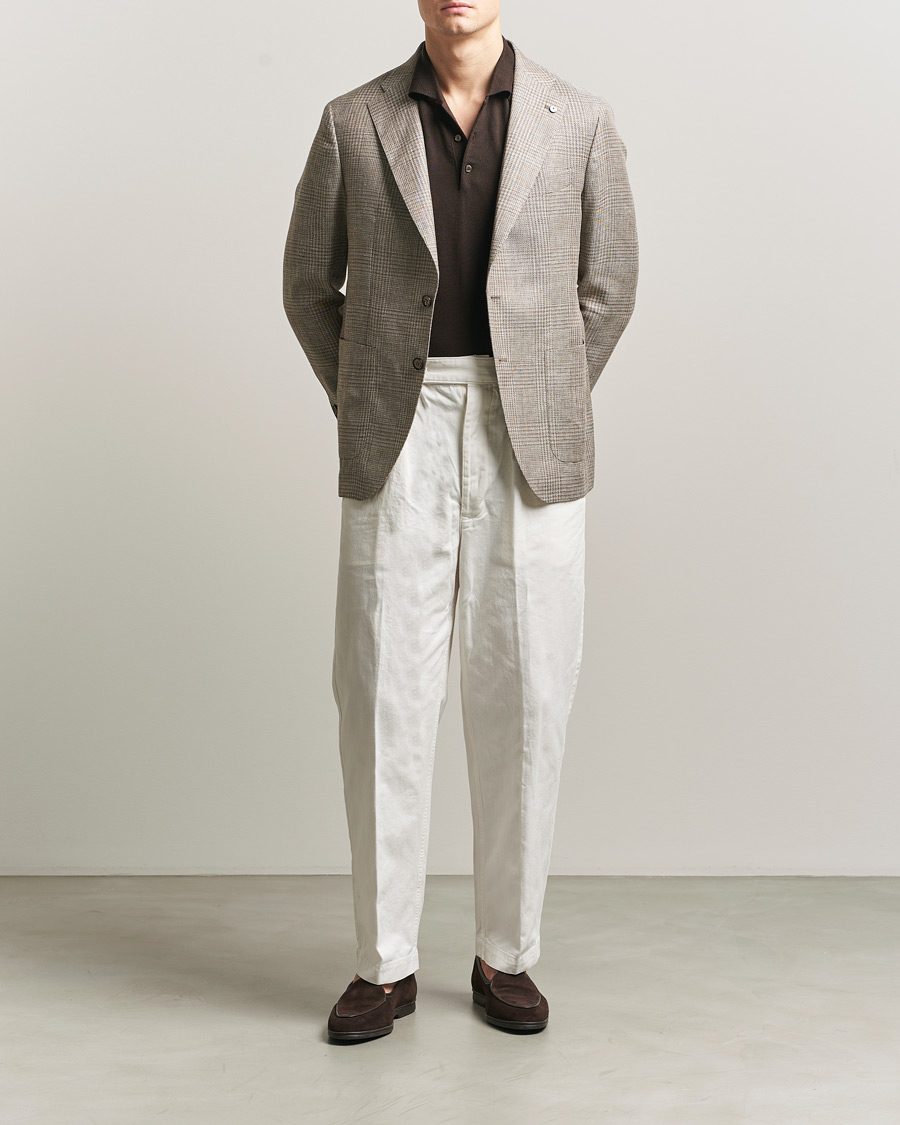 Herr | Kavajer | L.B.M. 1911 | Jack Regular Fit Linen/Wool Checked Blazer Taupe