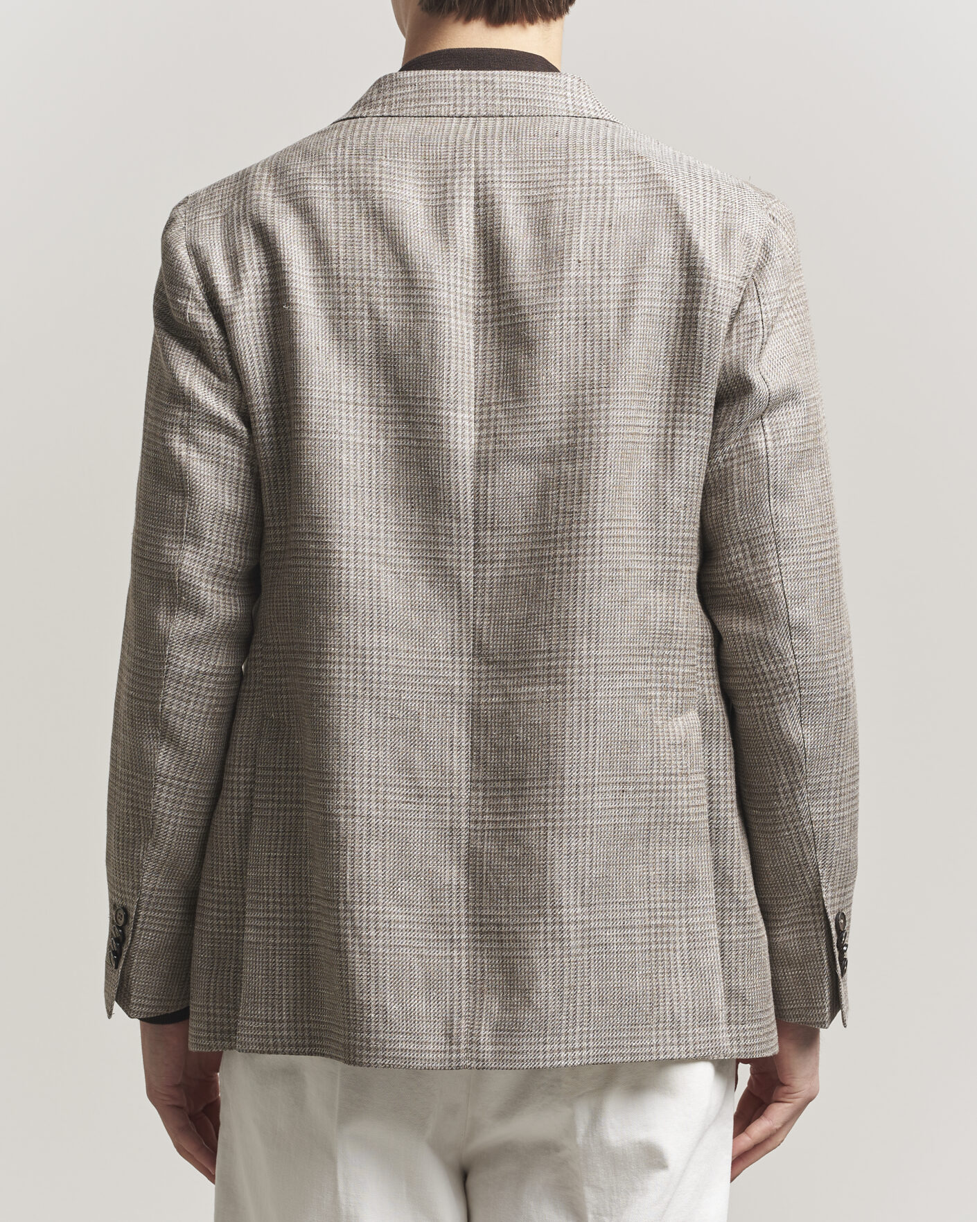 Herr | Kavajer | L.B.M. 1911 | Jack Regular Fit Linen/Wool Checked Blazer Taupe