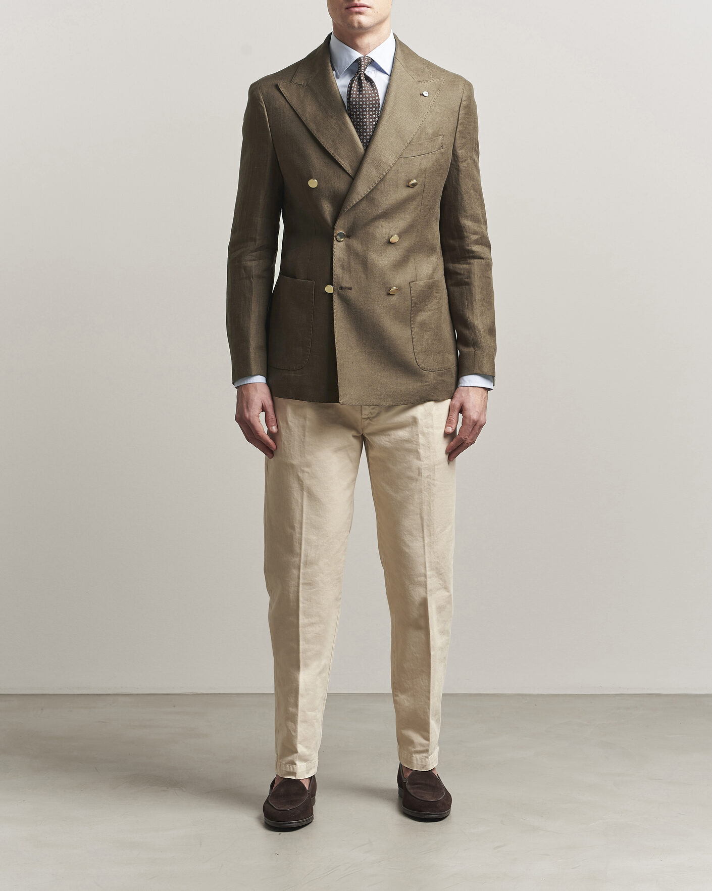 Herr | Kavajer | L.B.M. 1911 | Tom Regular DB Linen Blazer Olive