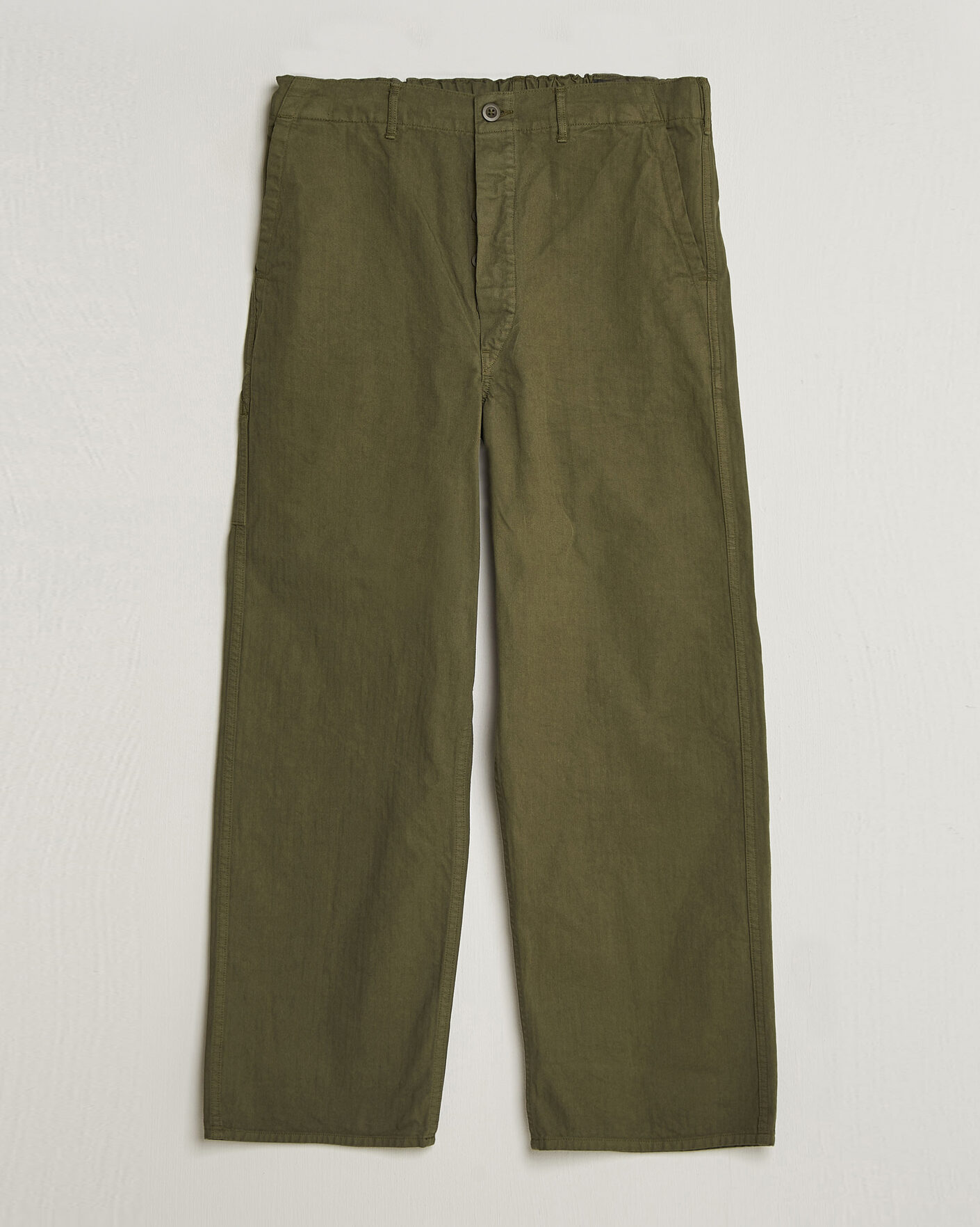 Herr | Byxor | orSlow | Wide Fit French Work Pants Army Green