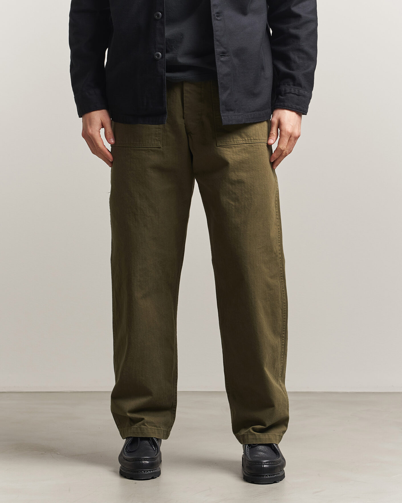 Herr | Byxor | orSlow | Vintage Fit Herringbone Fatigue Pants Army Green
