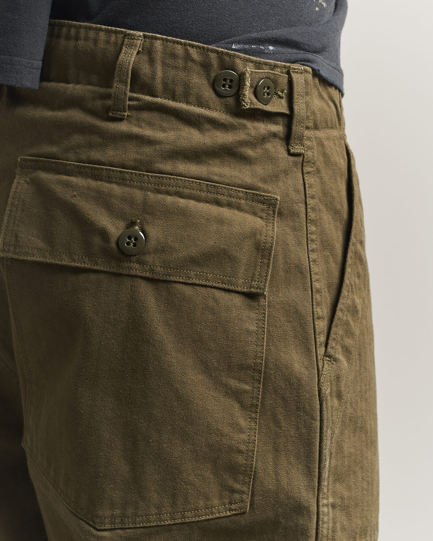 Herr | Byxor | orSlow | Vintage Fit Herringbone Fatigue Pants Army Green