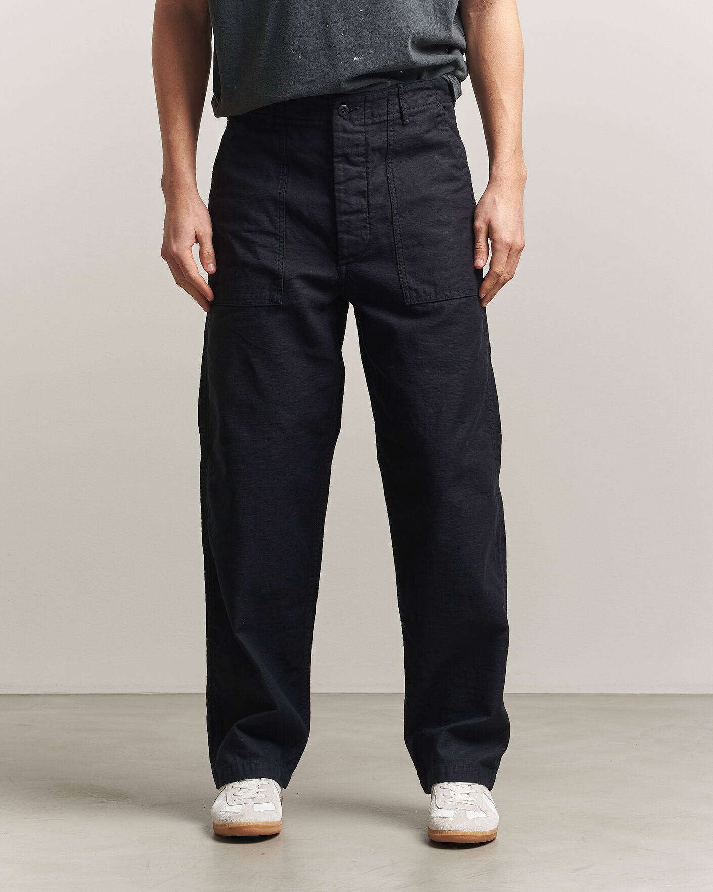 Herr | Byxor | orSlow | Regular Fit Original Sateen Fatigue Pants Black