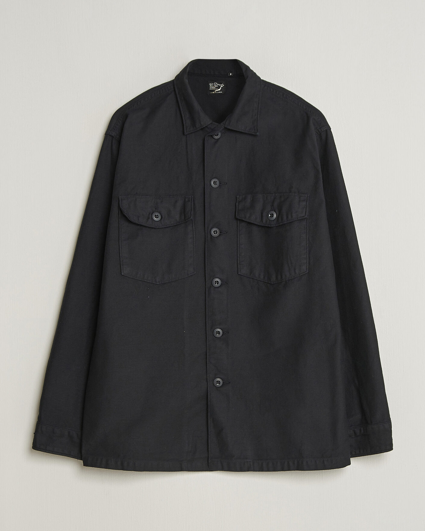 Herr | Skjortor | orSlow | Cotton Sateen US Army Overshirt Black
