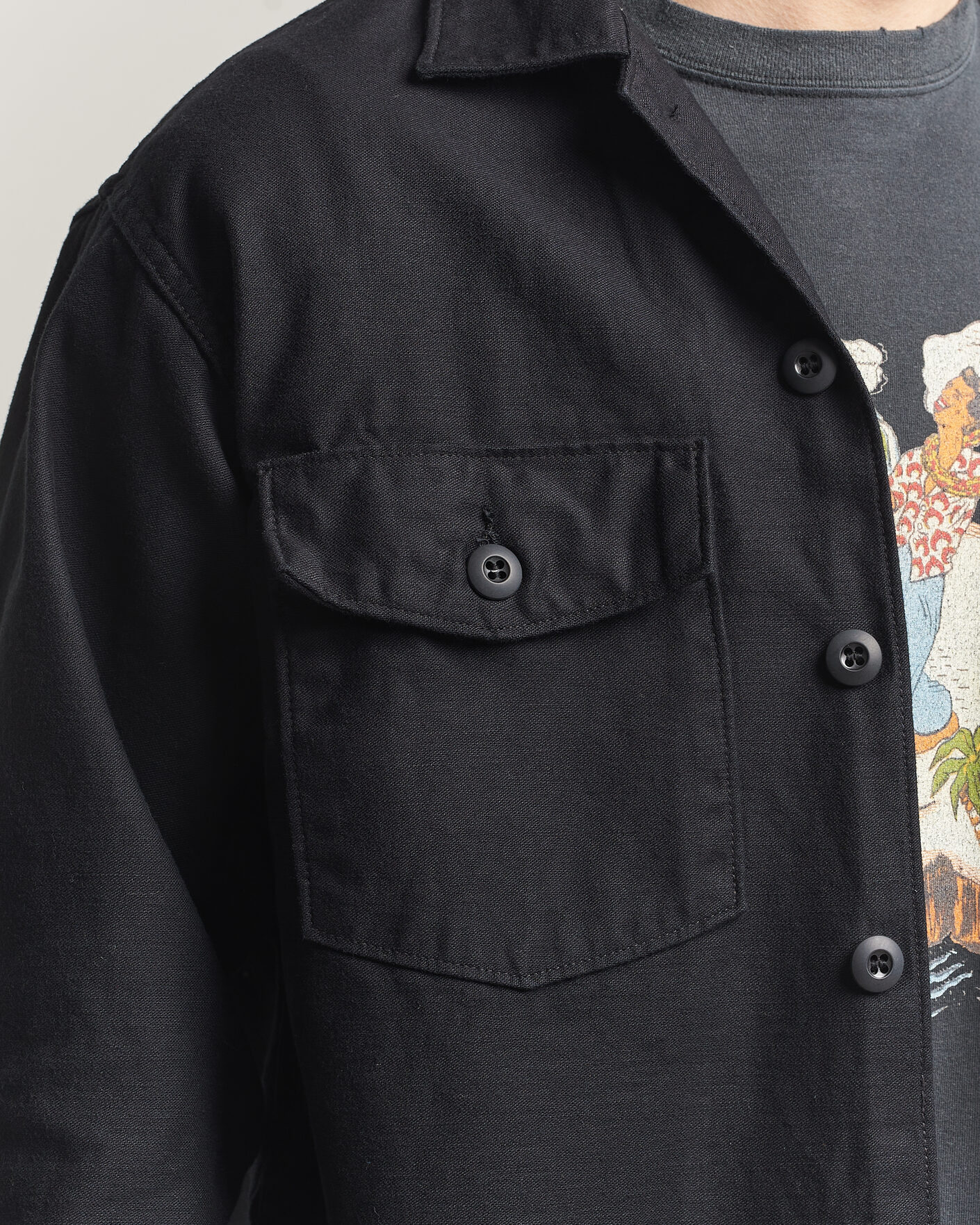 Herr | Skjortor | orSlow | Cotton Sateen US Army Overshirt Black