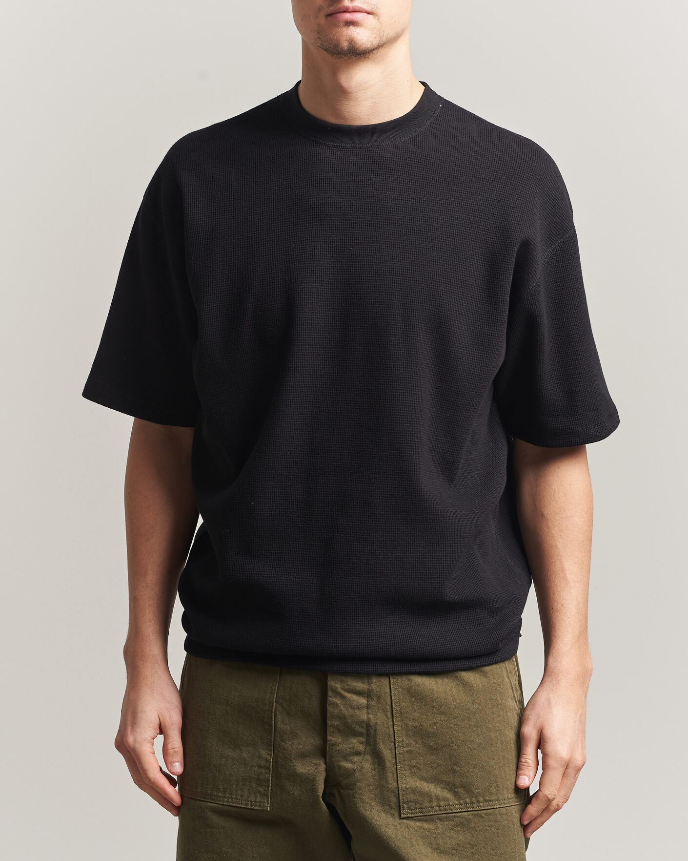 Herr | T-Shirts | orSlow | Waffle Cotton T-Shirt Black