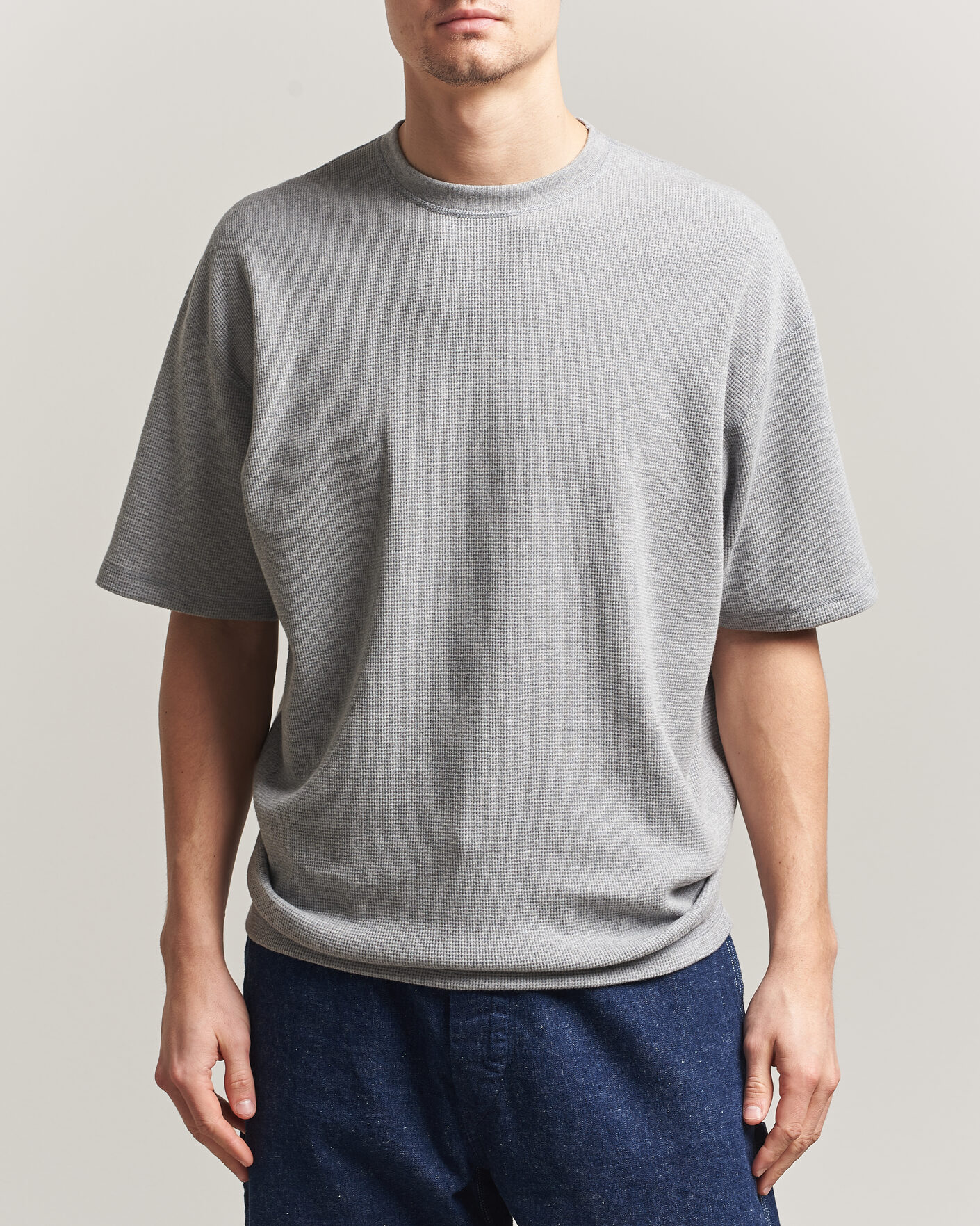 Herr | T-Shirts | orSlow | Waffle Cotton T-Shirt Heather Gray