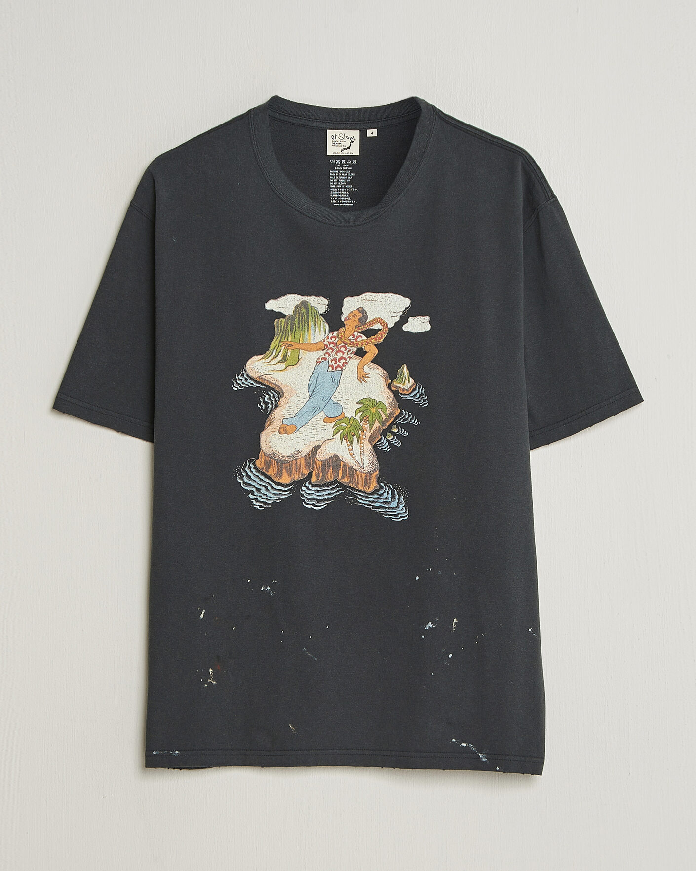 Herr | T-Shirts | orSlow | Vintage Hawaiian Print T-Shirt Black
