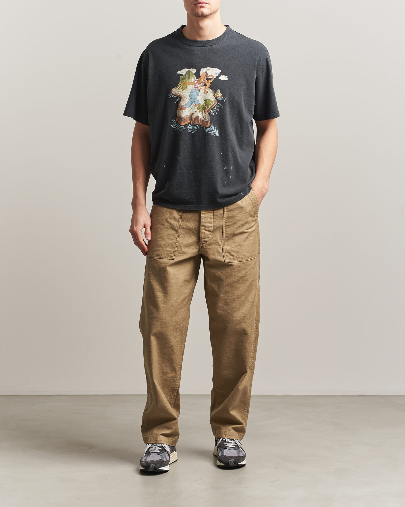 Herr | T-Shirts | orSlow | Vintage Hawaiian Print T-Shirt Black