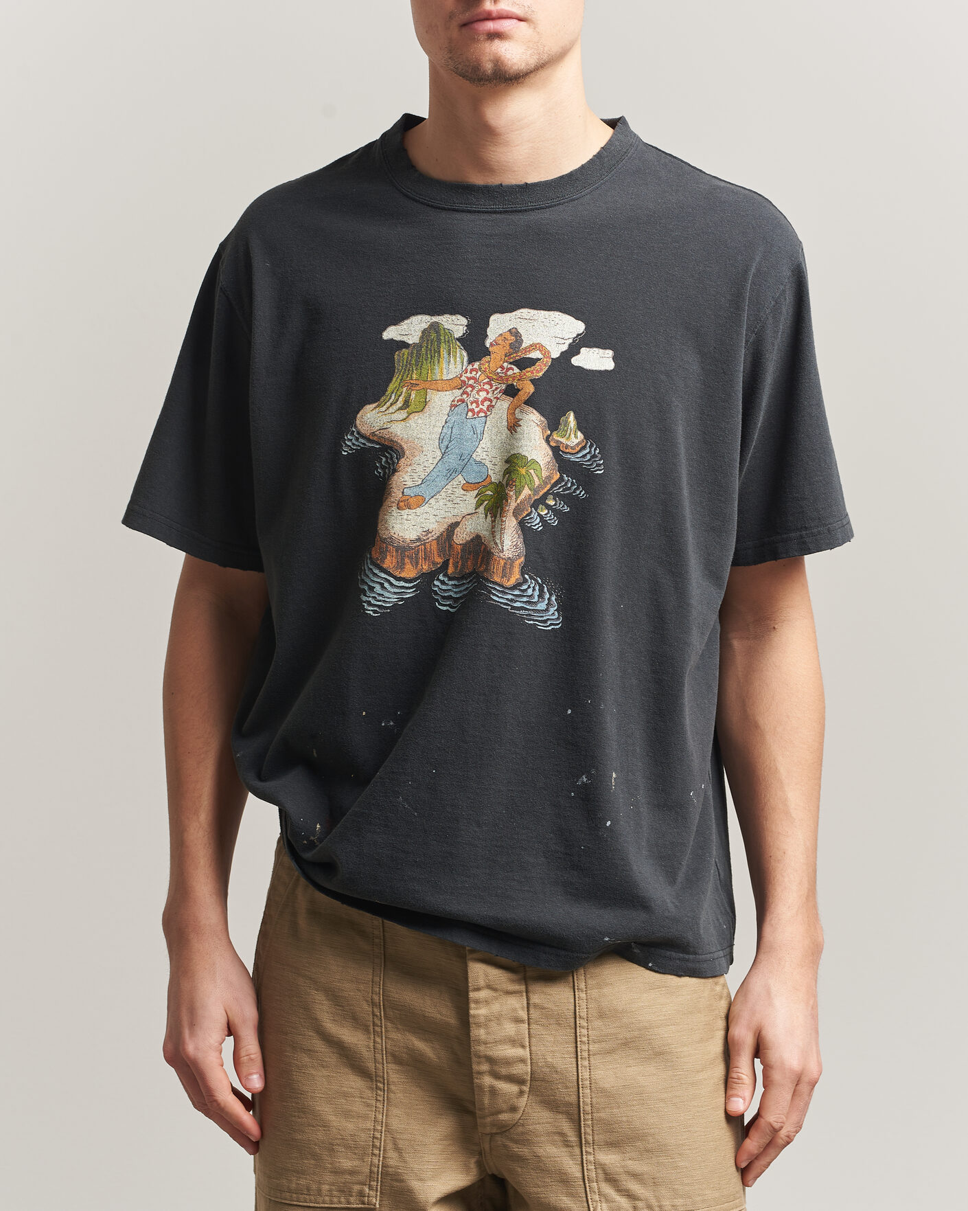 Herr | T-Shirts | orSlow | Vintage Hawaiian Print T-Shirt Black