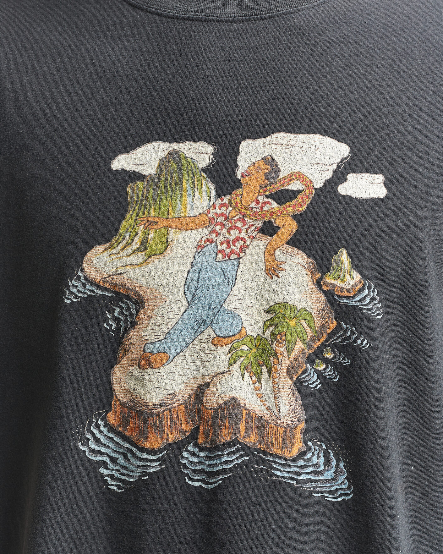 Herr | T-Shirts | orSlow | Vintage Hawaiian Print T-Shirt Black