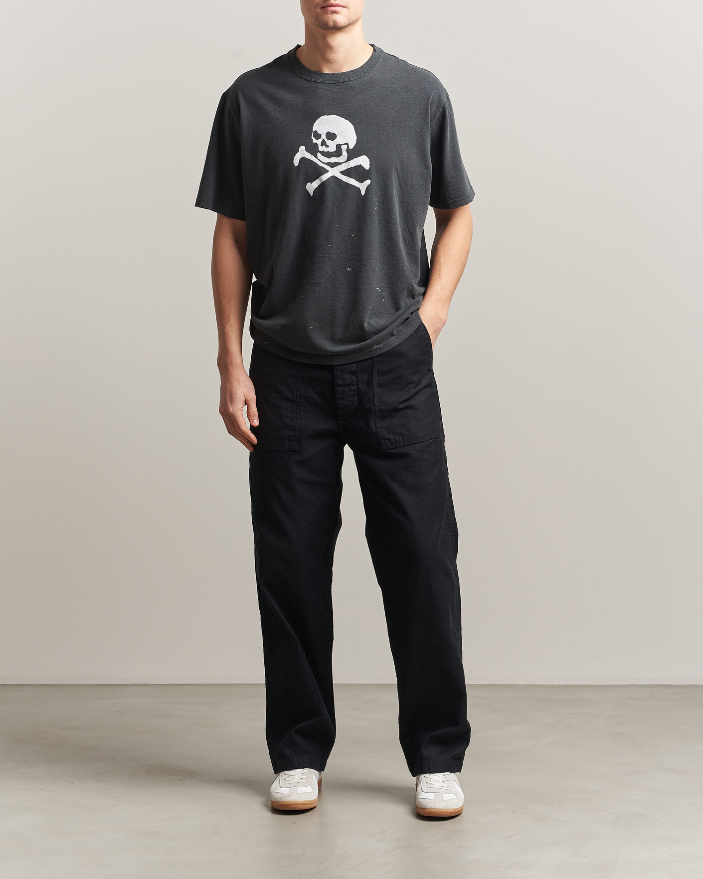 Herr | T-Shirts | orSlow | Vintage Skull Print T-Shirt Black