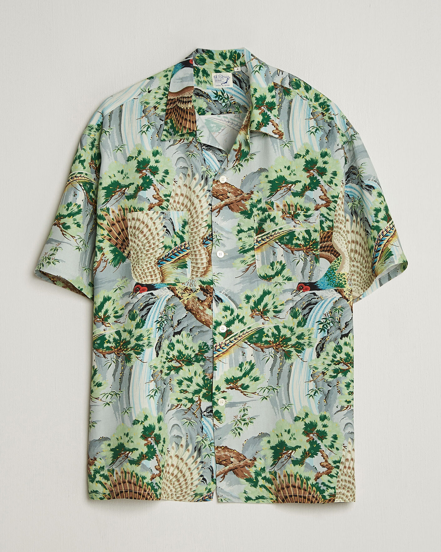 Herr | Skjortor | orSlow | Peacock Garden Hawaiian Shirt Green