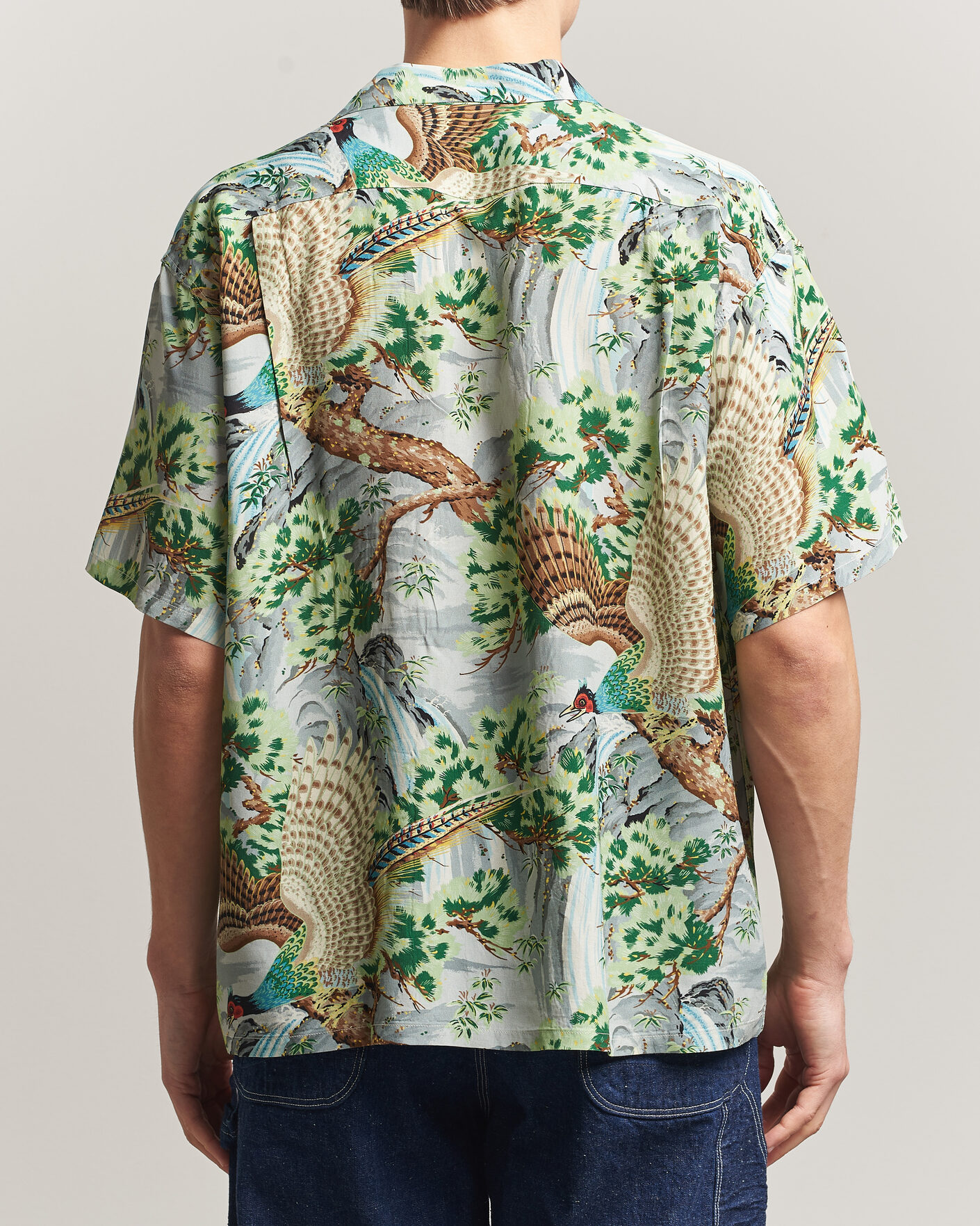 Herr | Skjortor | orSlow | Peacock Garden Hawaiian Shirt Green
