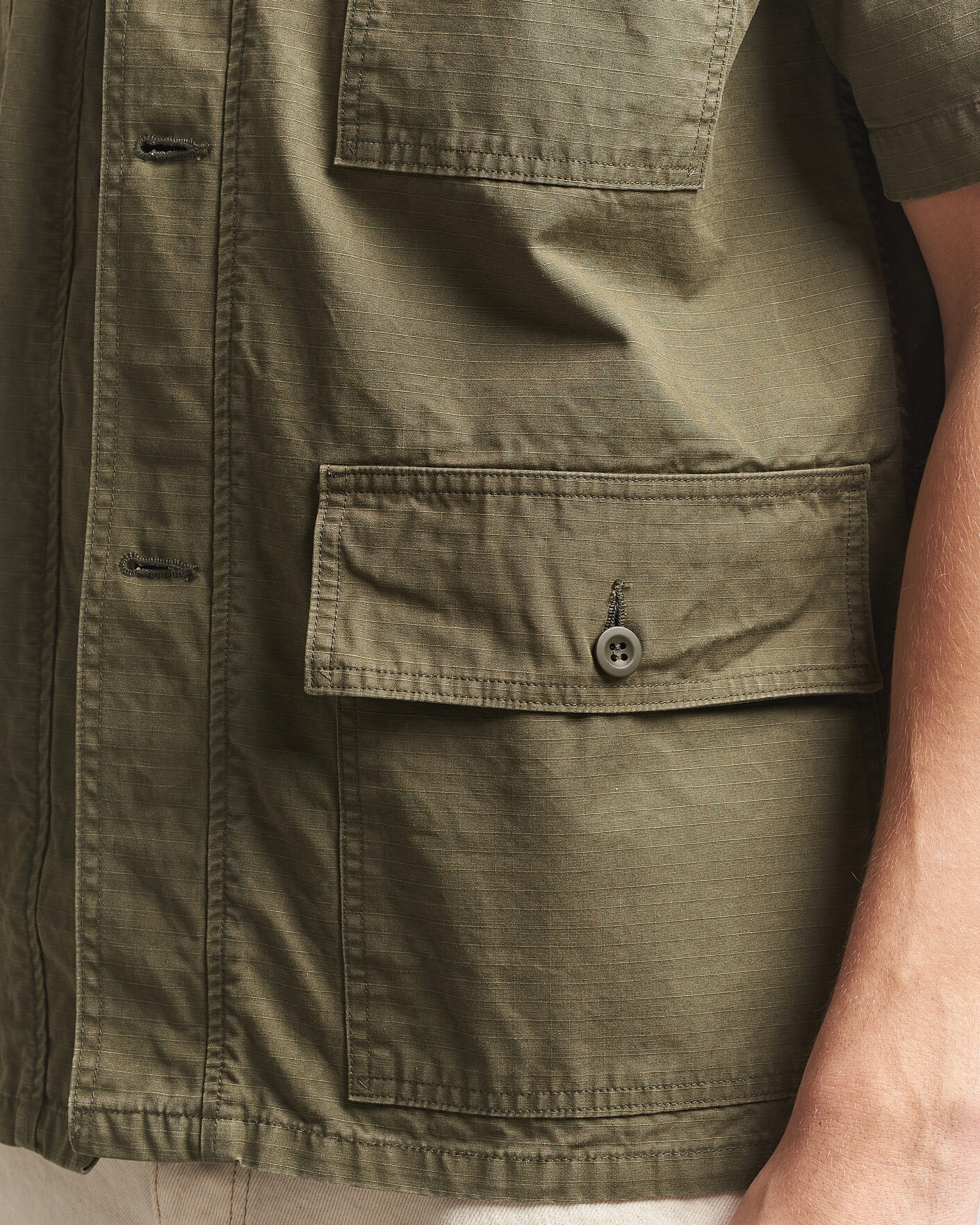 Herr | Skjortor | orSlow | Short Sleeve Utility Shirt Army Green