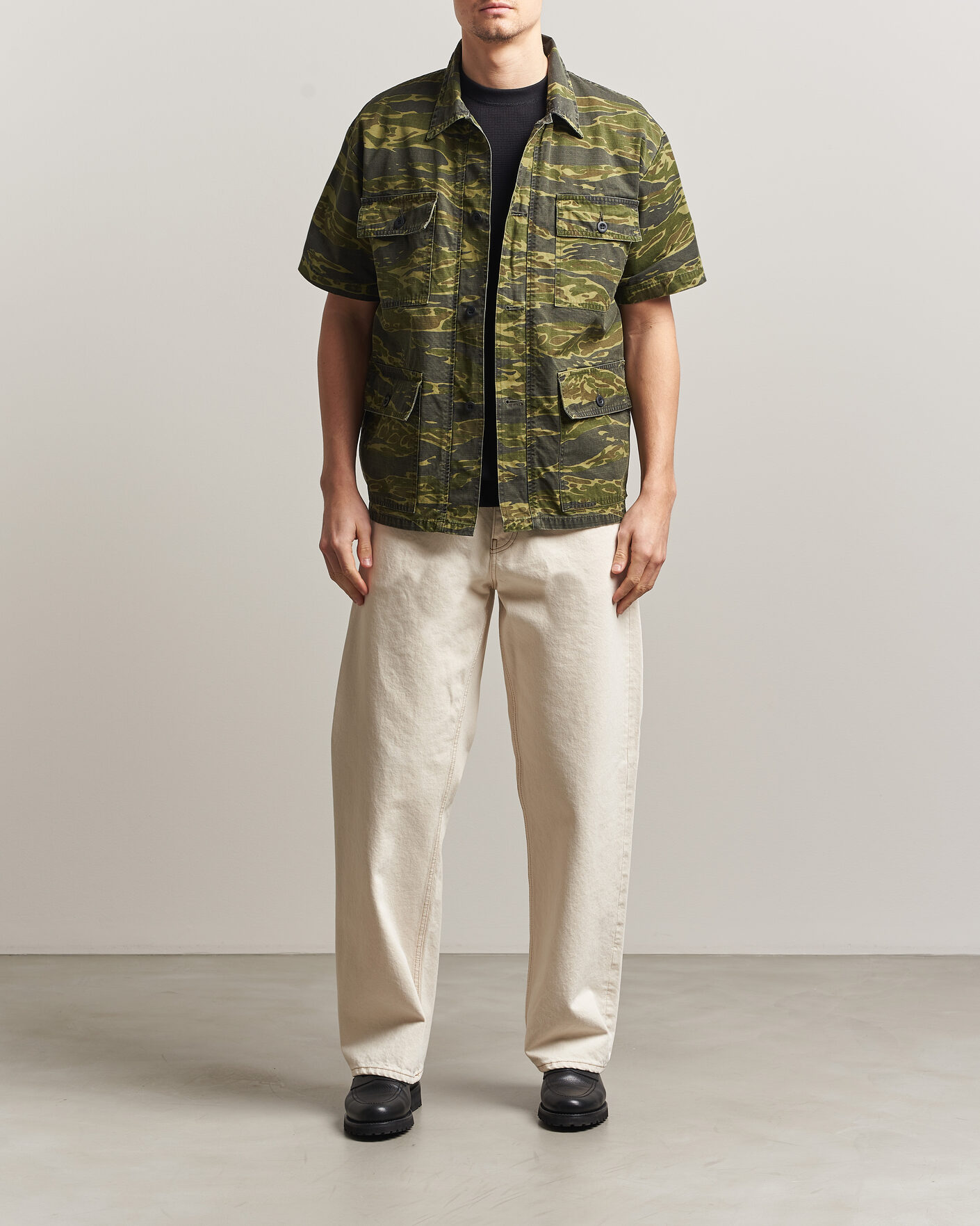 Herr | Skjortor | orSlow | Short Sleeve Utility Shirt Tiger Camo