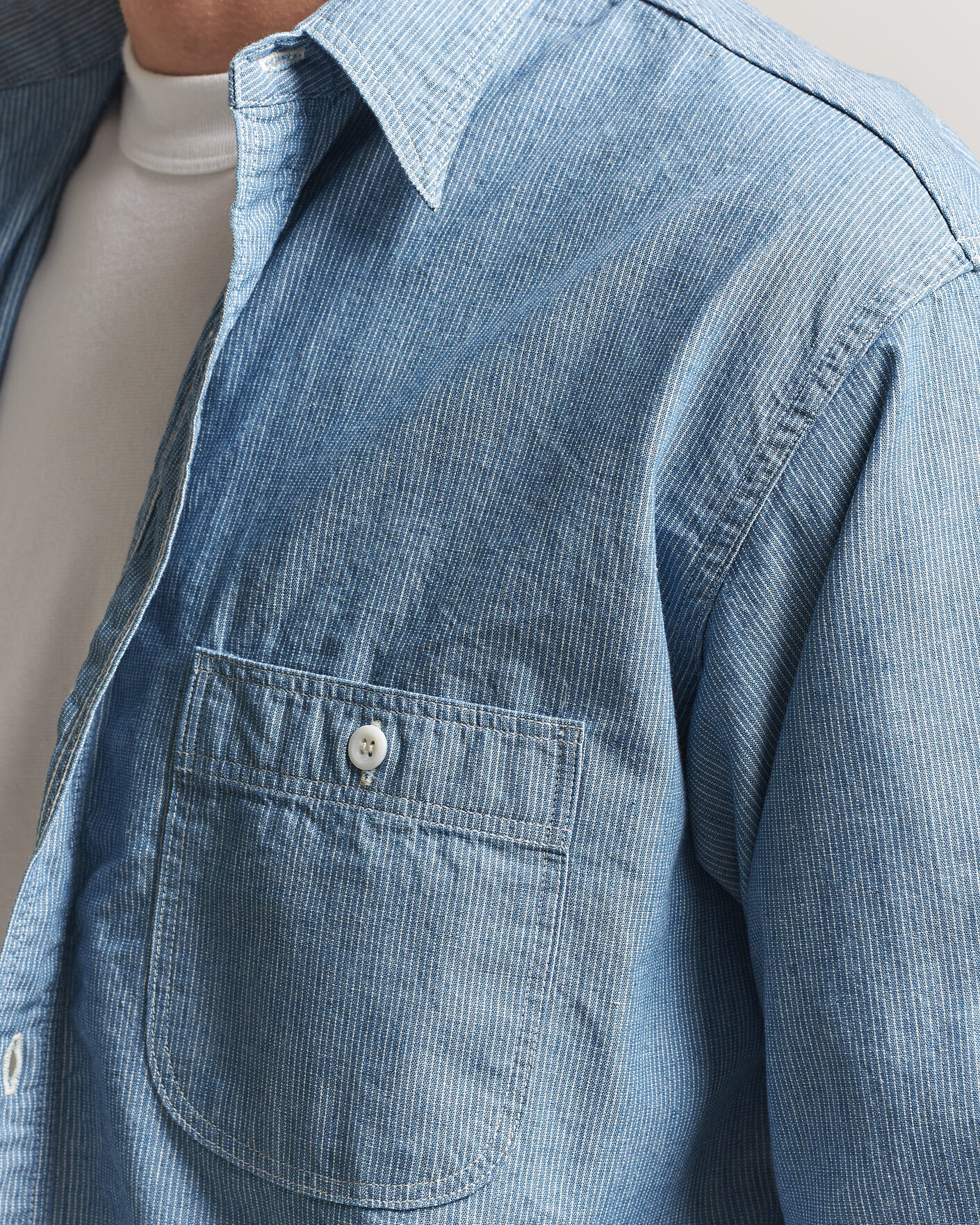 Herr | Skjortor | orSlow | Relax Fit Chambray Work Shirt Hickory Stirpe