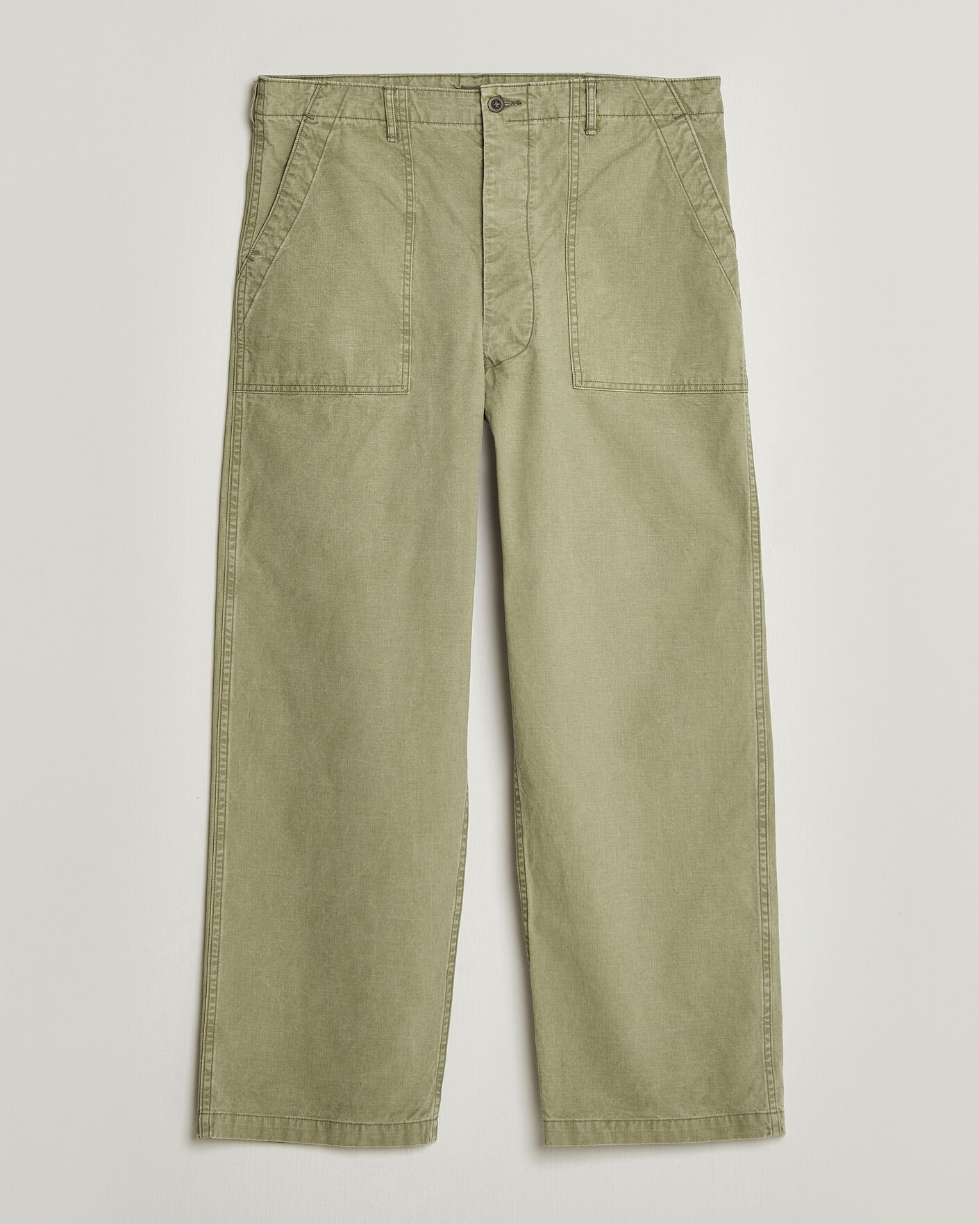 Herr | Byxor | orSlow | Summer Fatigue Pants Washed Army Green