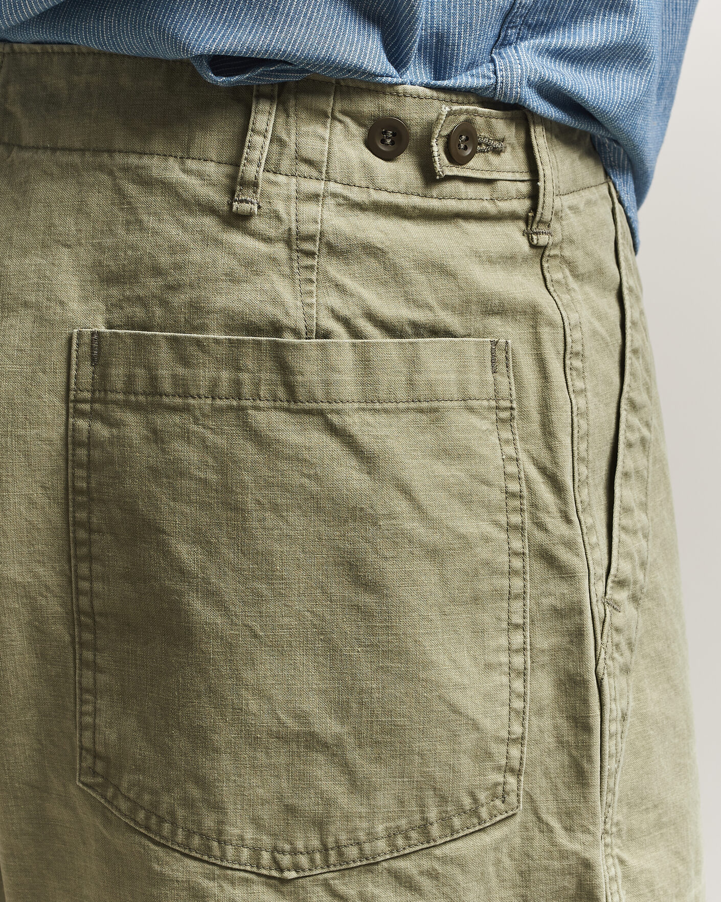 Herr | Byxor | orSlow | Summer Fatigue Pants Washed Army Green
