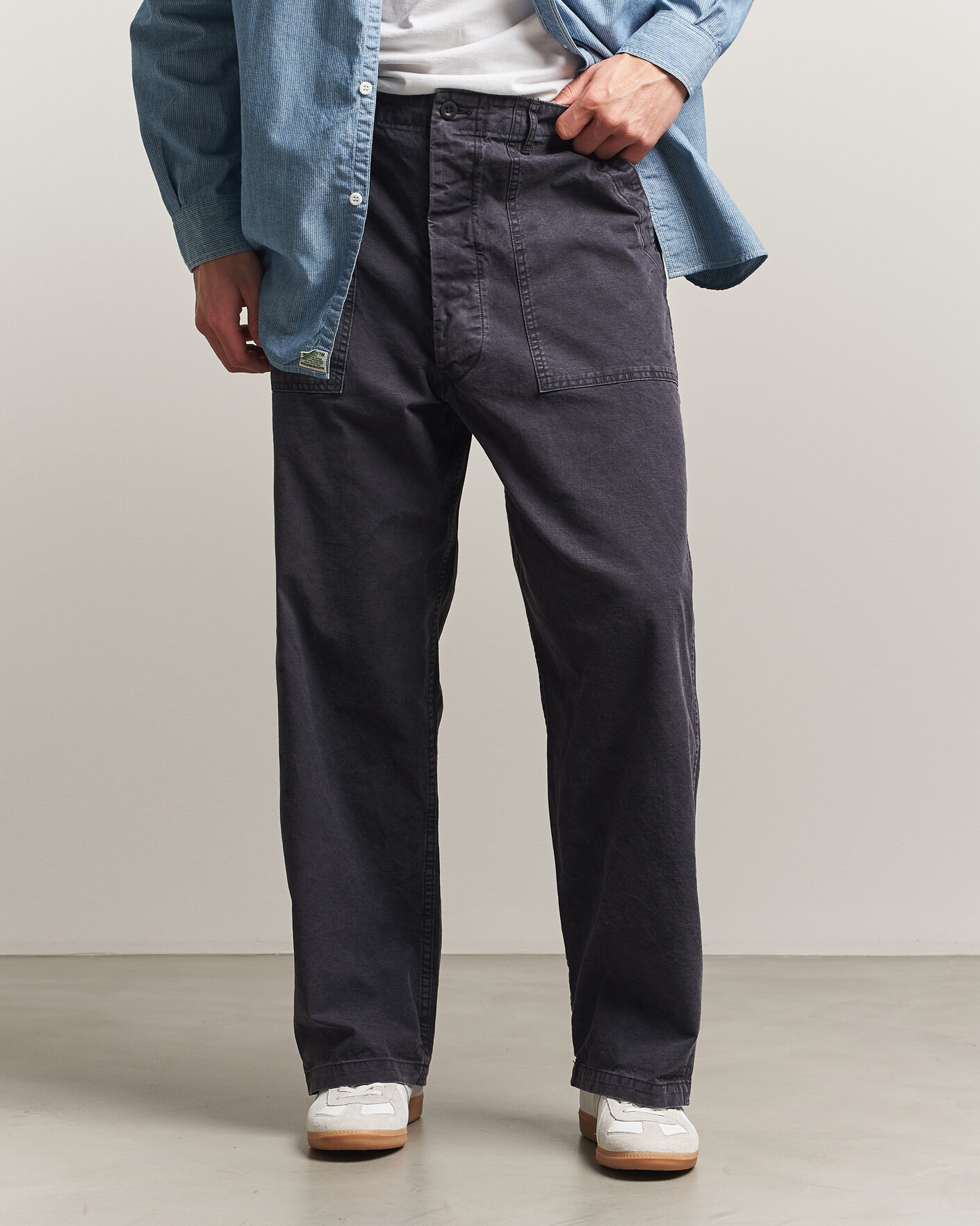 Herr | Byxor | orSlow | Summer Fatigue Pants Washed Black