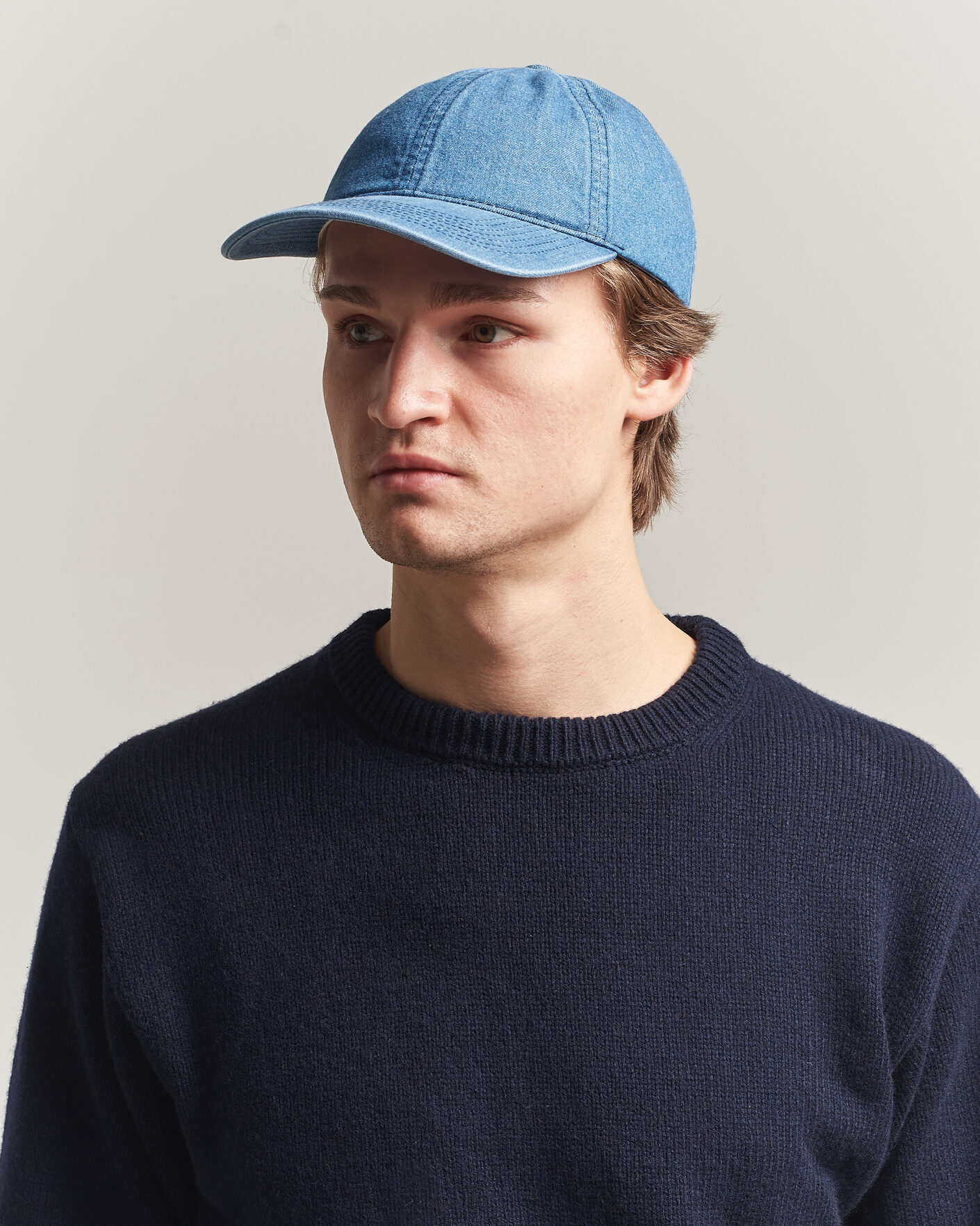 Herr | Hattar & kepsar | Varsity Headwear | Washed Denim Baseball Cap Indigo