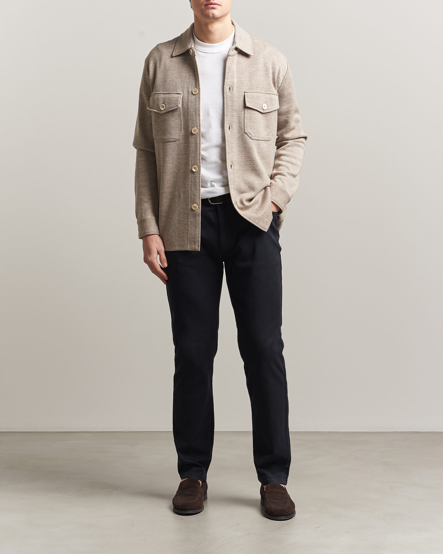 Herr | Byxor | Oscar Jacobson | Slim Fit 5-Pocket Chino Navy