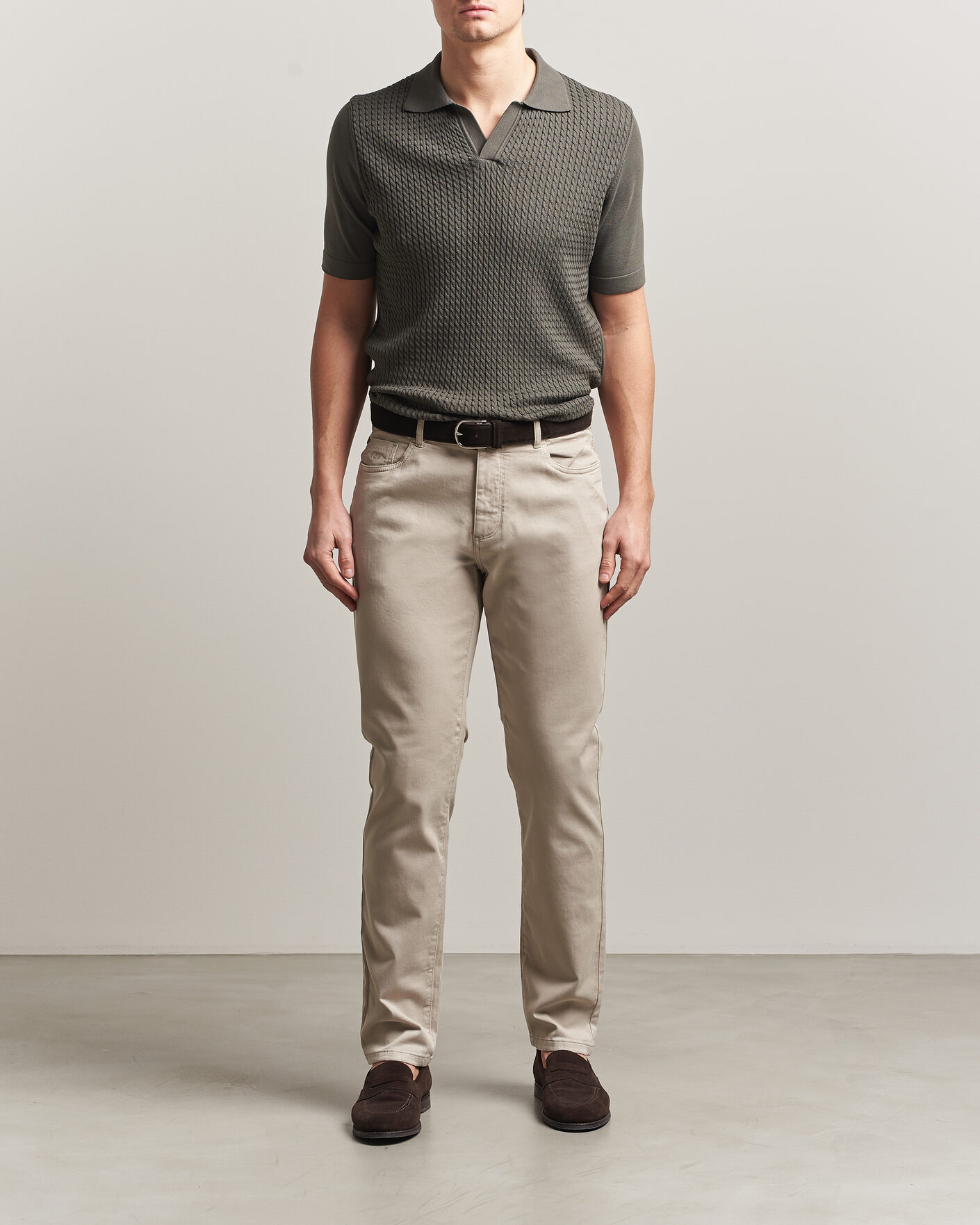 Herr | Byxor | Oscar Jacobson | Slim Fit 5-Pocket Chino Beige