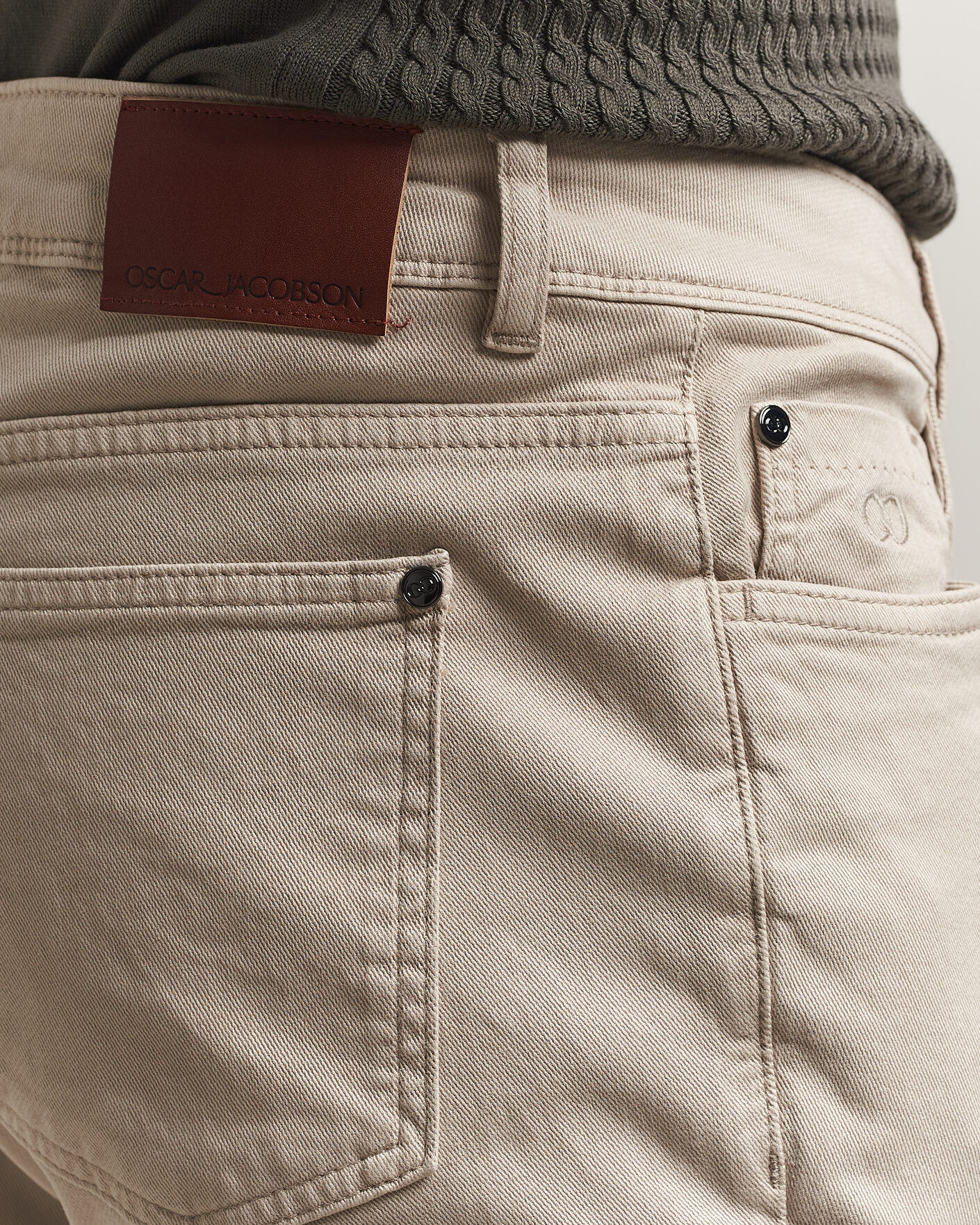 Herr | Byxor | Oscar Jacobson | Slim Fit 5-Pocket Chino Beige