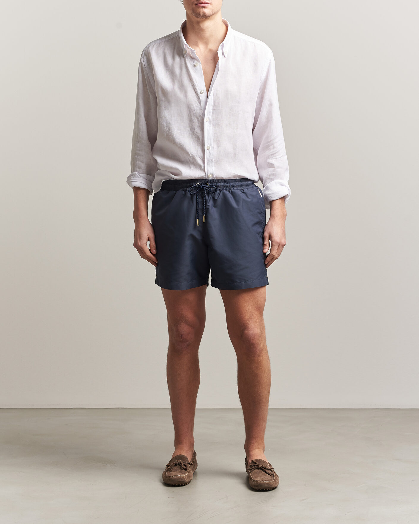 Herr | Badbyxor | Orlebar Brown | Boxer Solid Drawstring Swim Shorts Granite
