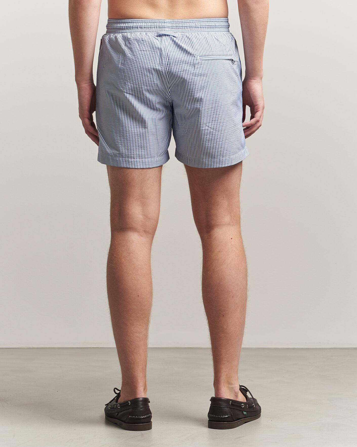 Herr | Badbyxor | Orlebar Brown | Boxer Seersucker Drawstring Swim Shorts Nova Blue