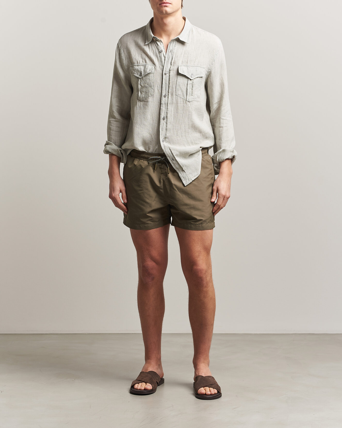 Herr | Skjortor | Orlebar Brown | Coleburn Linen Shirt Cliff Grey