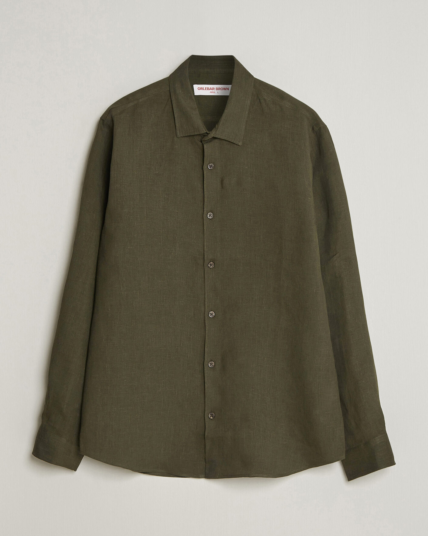 Herr | Skjortor | Orlebar Brown | Giles Linen Stiched Shirt Bayleaf Green