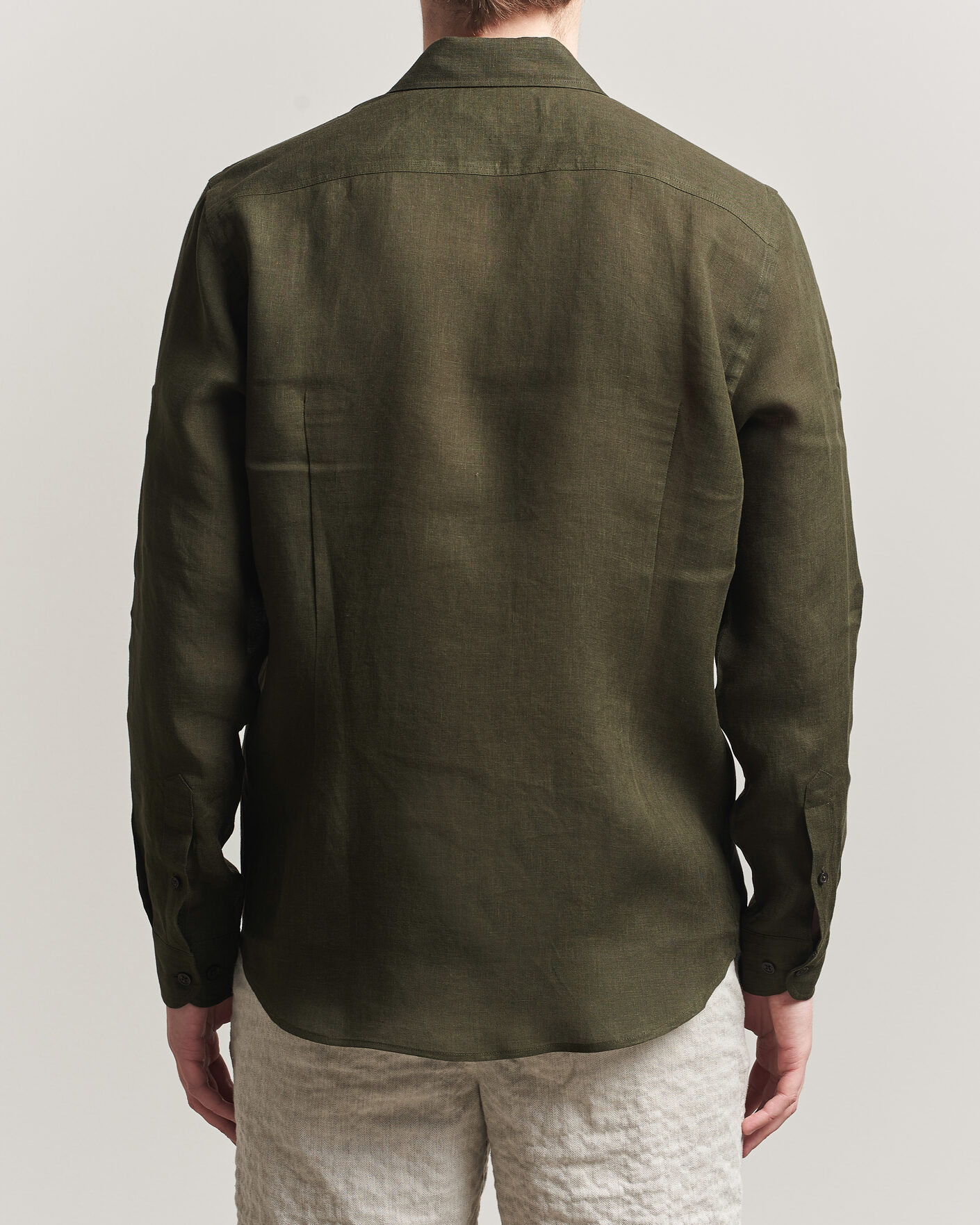 Herr | Skjortor | Orlebar Brown | Giles Linen Stiched Shirt Bayleaf Green