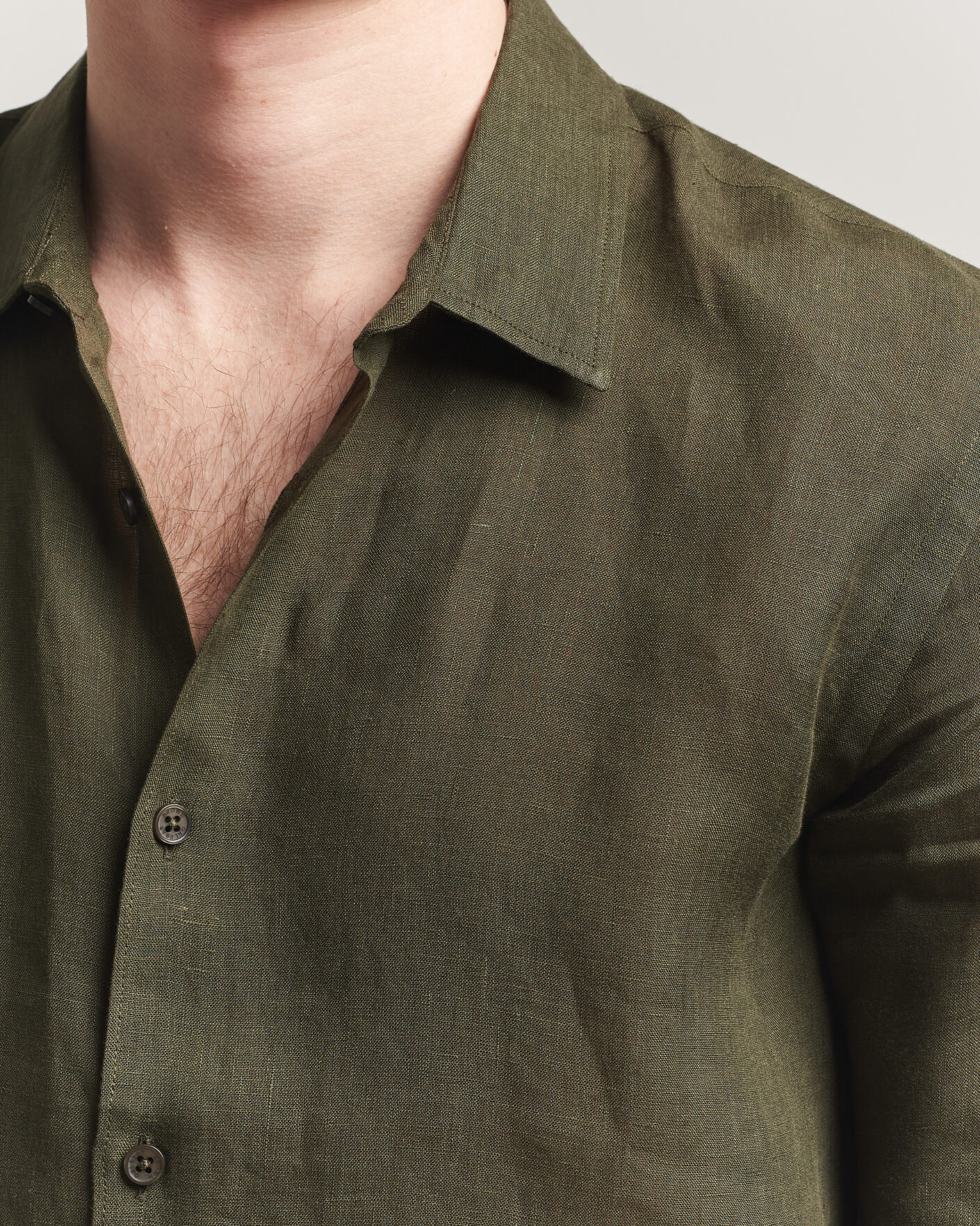 Herr | Skjortor | Orlebar Brown | Giles Linen Stiched Shirt Bayleaf Green