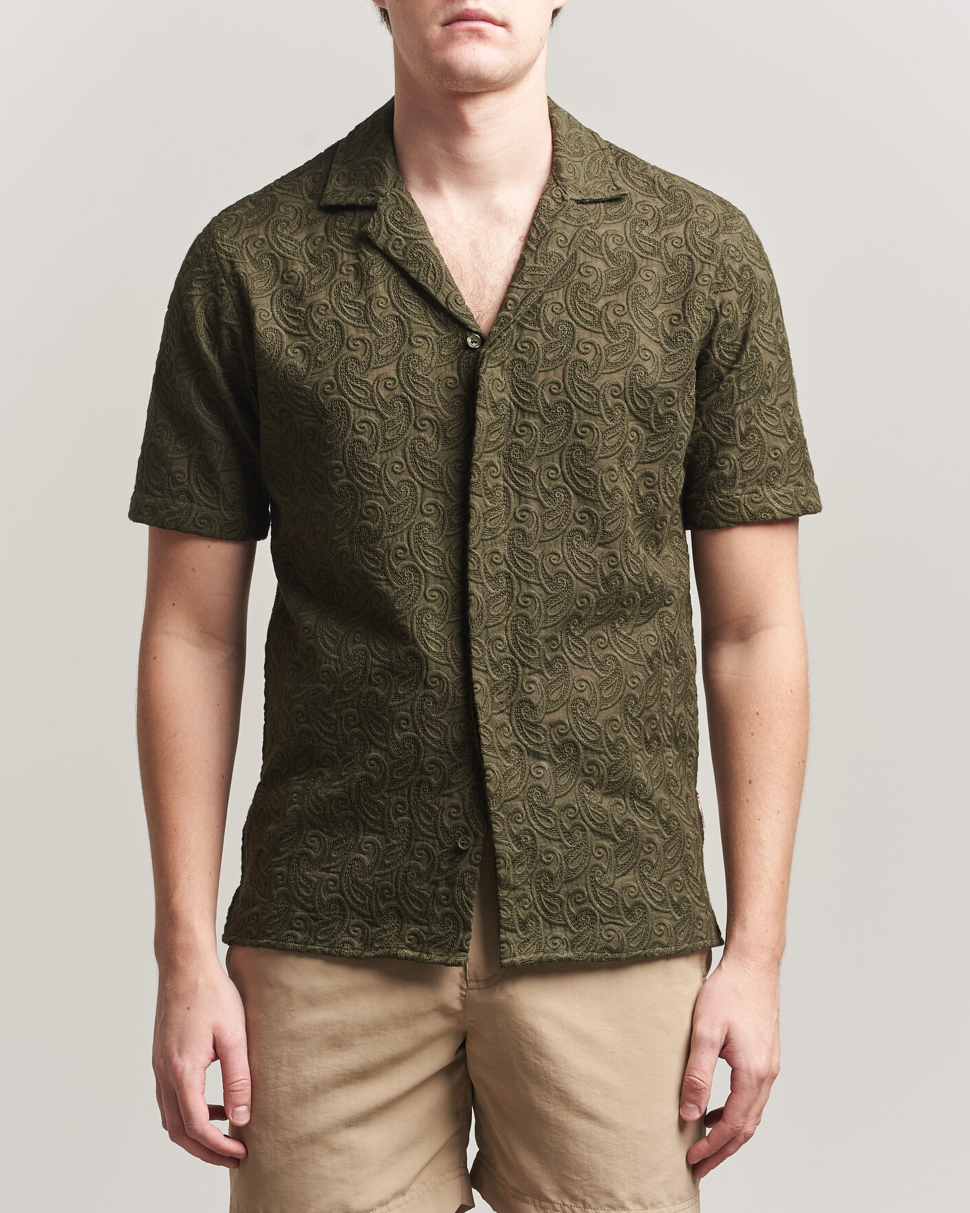 Herr | Skjortor | Orlebar Brown | Maitan Brodery Shirt Bayleaf Green