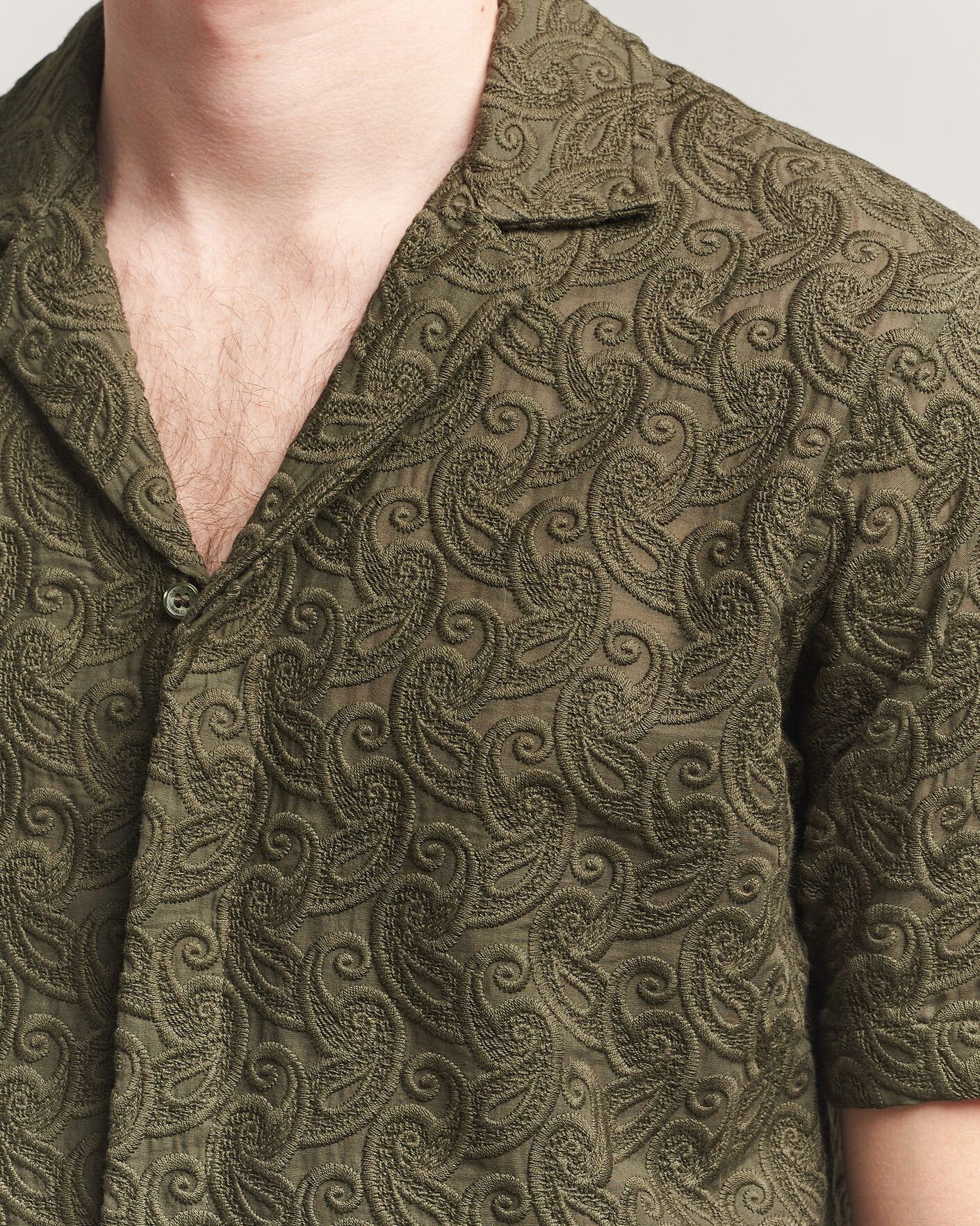 Herr | Skjortor | Orlebar Brown | Maitan Brodery Shirt Bayleaf Green