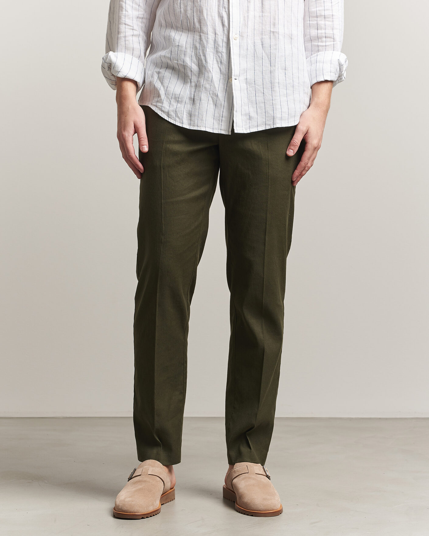 Herr | Byxor | Orlebar Brown | Ray Linen Pants Bayleaf Green