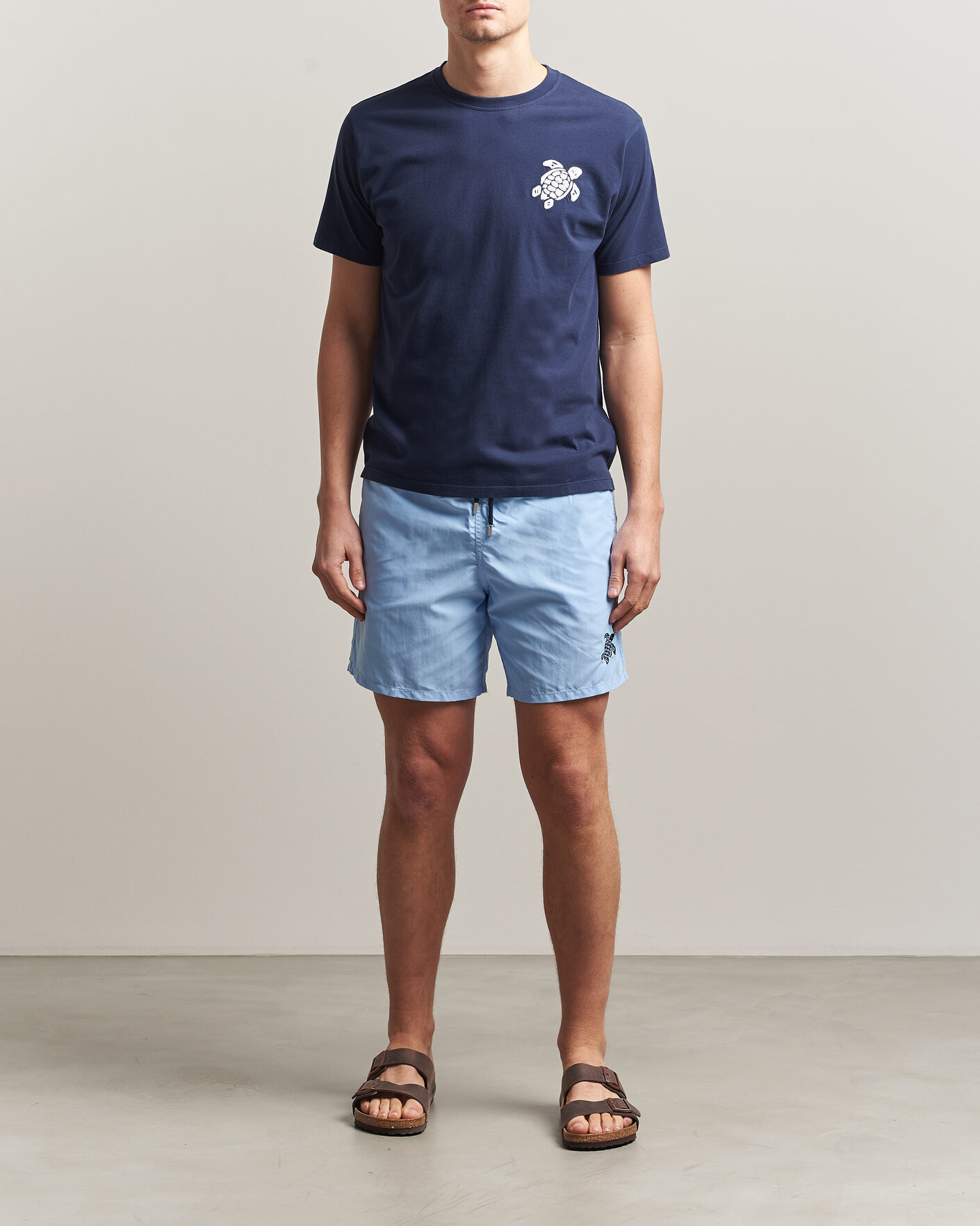 Herr | T-Shirts | Vilebrequin | Embroidered Crew Neck T-Shirt Bleu Marine