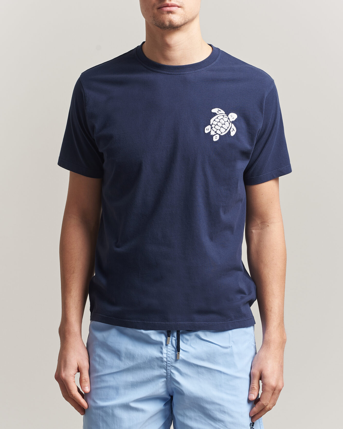 Herr | T-Shirts | Vilebrequin | Embroidered Crew Neck T-Shirt Bleu Marine