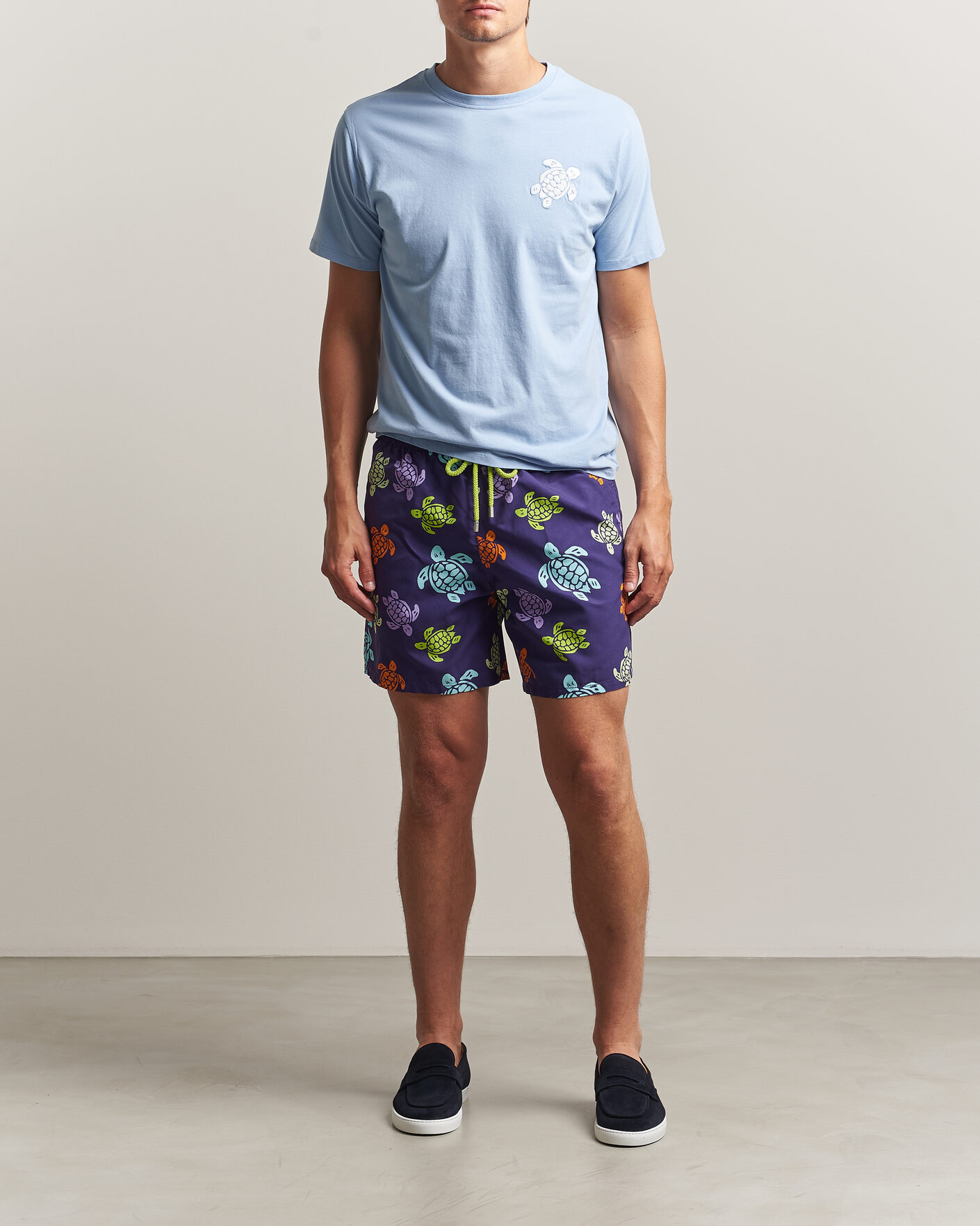 Herr | T-Shirts | Vilebrequin | Printed Crew Neck T-Shirt Cloudy Blue